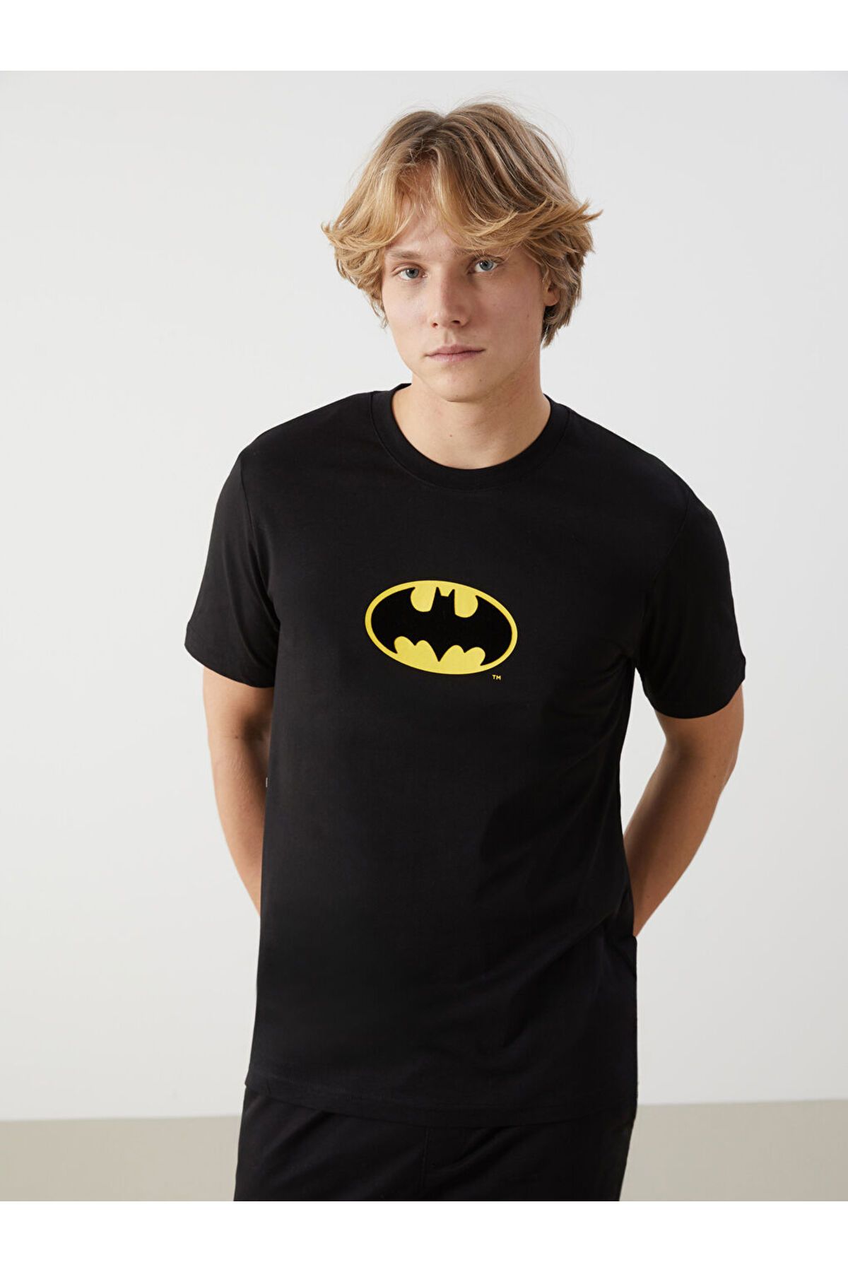 LC Waikiki Yeni Sezon Bisiklet Yaka Penye Batman Baskili Erkek Tisort - S5JF79Z8