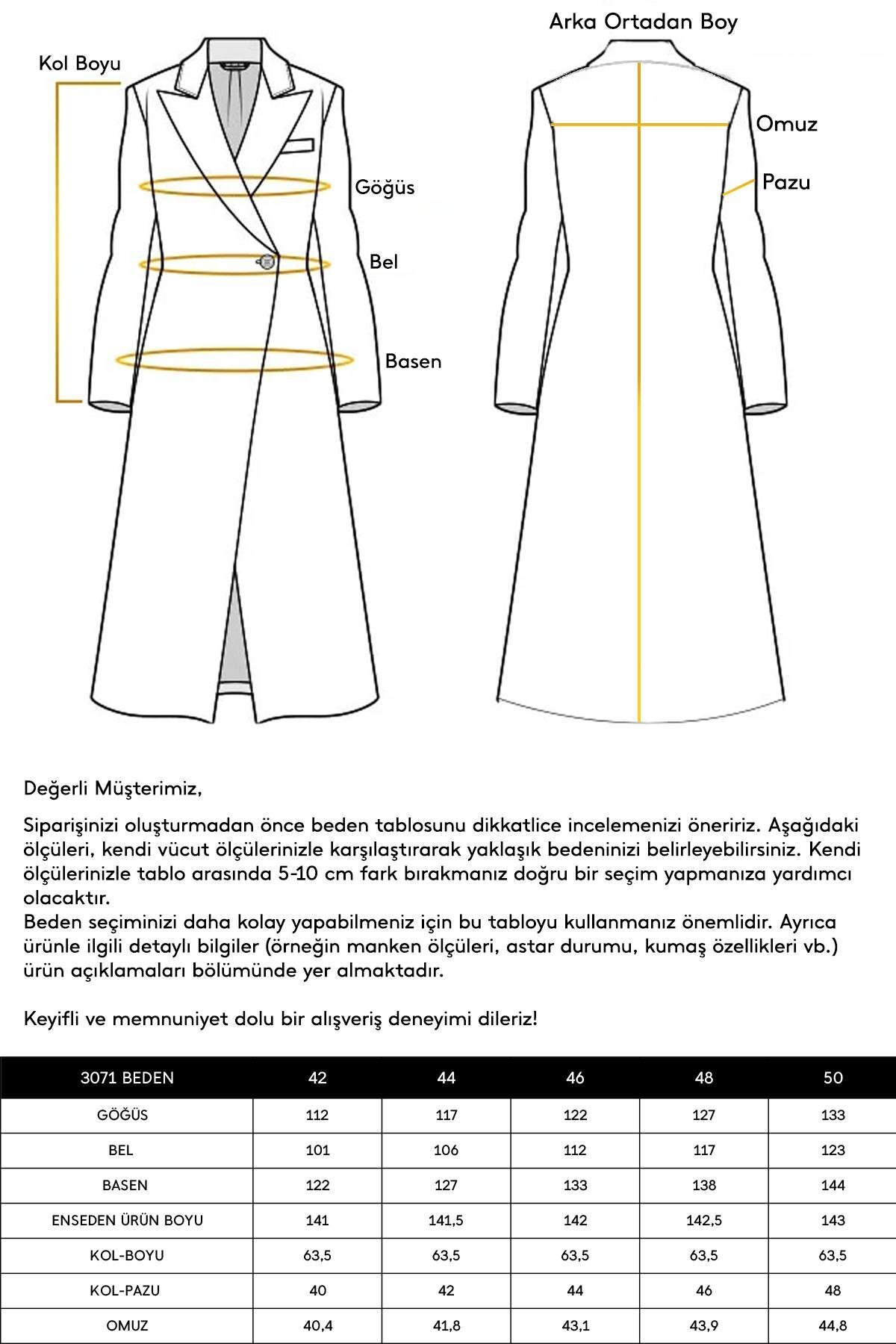 Olcay  Gömlek Yaka Çıkabilir Kürklü Büyük Beden Manto K. KAMEL 3071 - Görsel 8