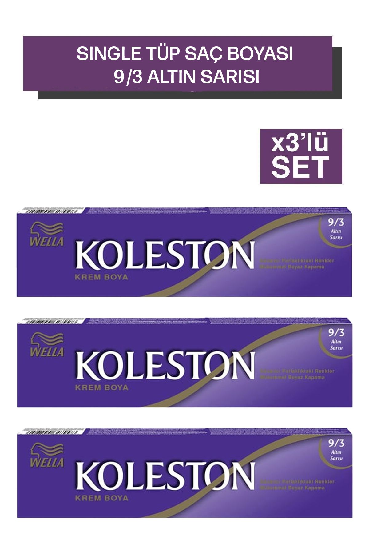 Wella Koleston Single Tüp Saç Boyası 9/3 Altın Sarısı 3x