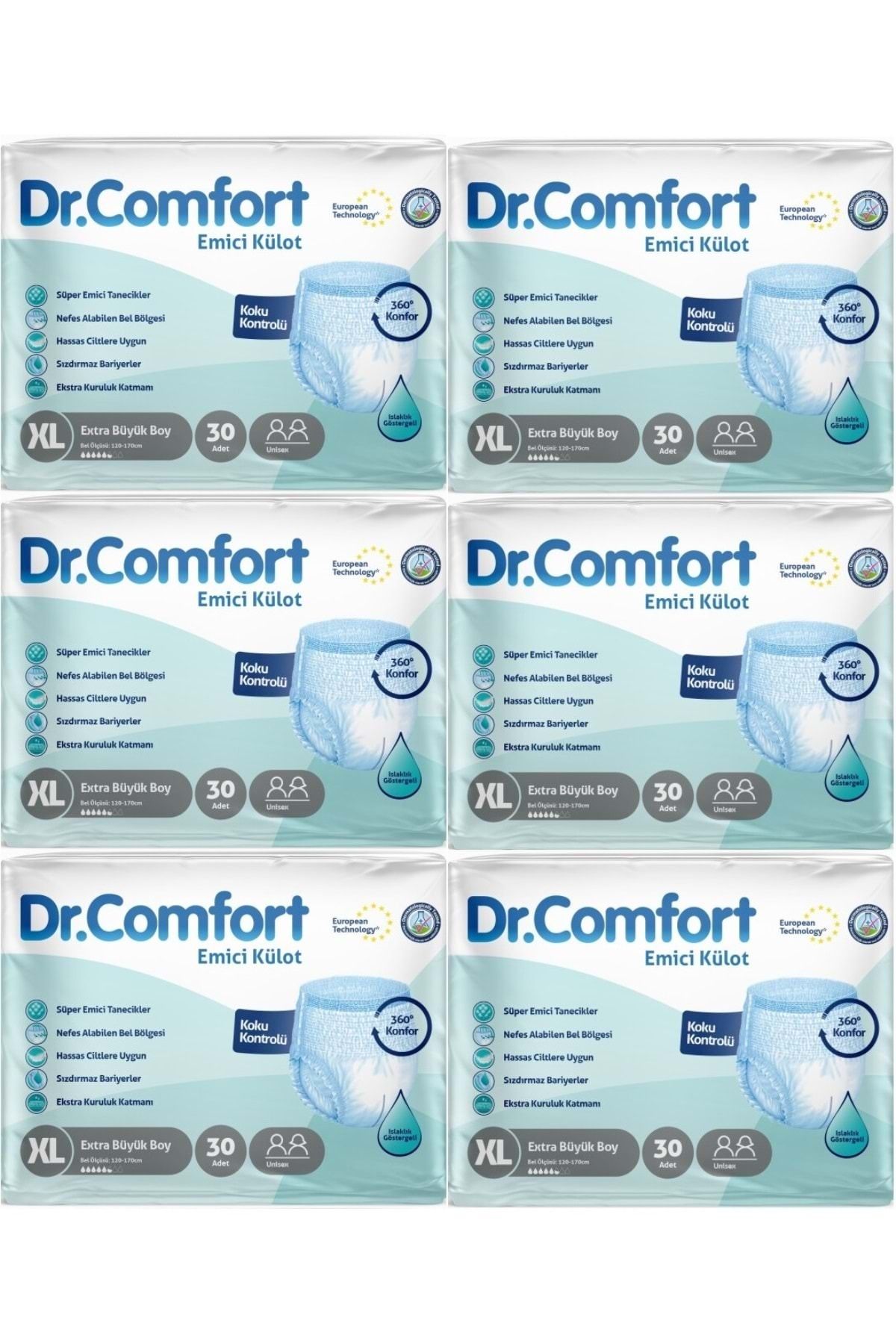 Evony Dr.Comfort Hasta Bezi Yetişkin Emici Külot Ekstra Büyük (XL) 180 Adet (6Pk*30)