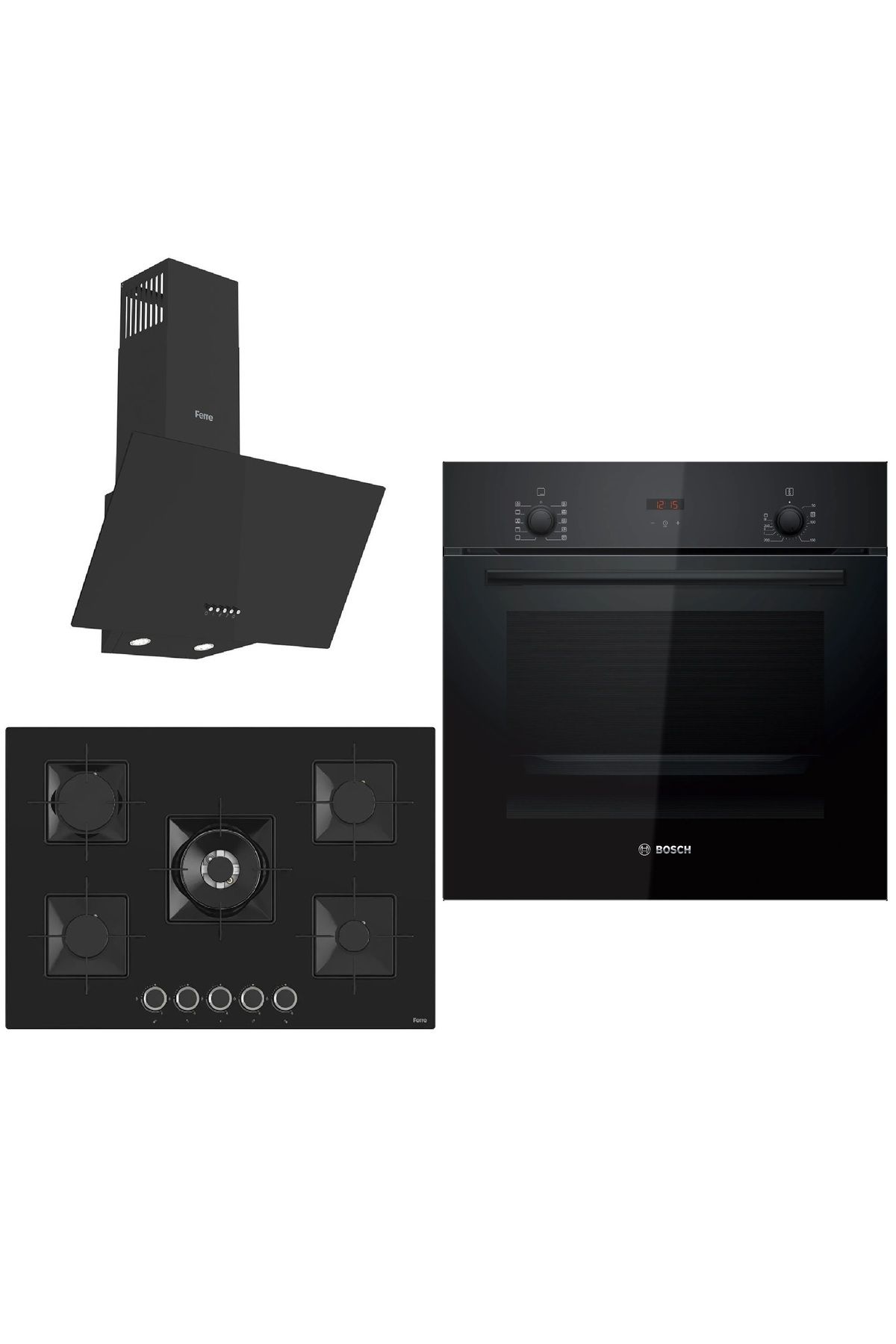 Bosch & Ferre Large Sanremo 3 lü Ankastre Set ( HBF512BB1T - SS035 - D086 ) 75 cm Ocak