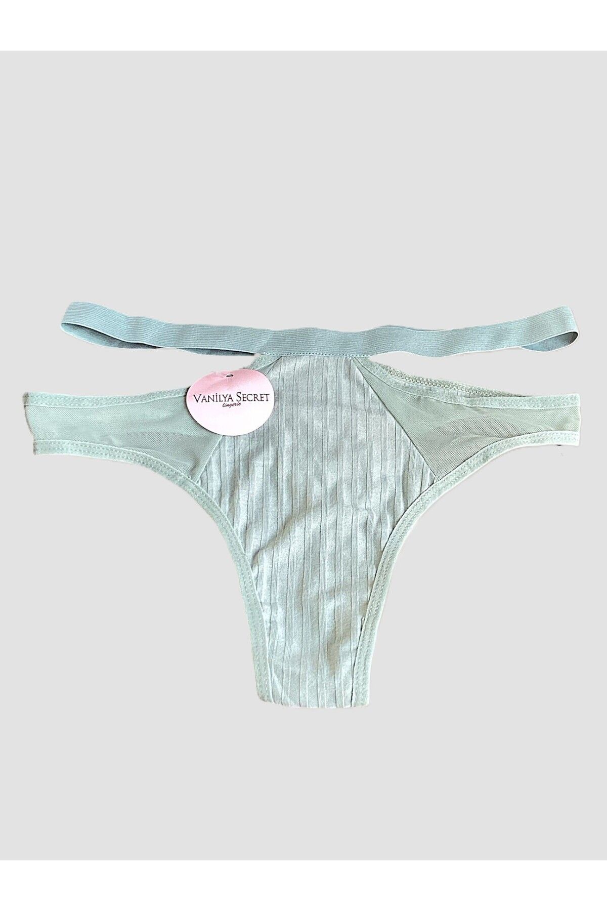 Vanilya Secret-Mint Green Cotton Elastic Waist Thong Panties 1