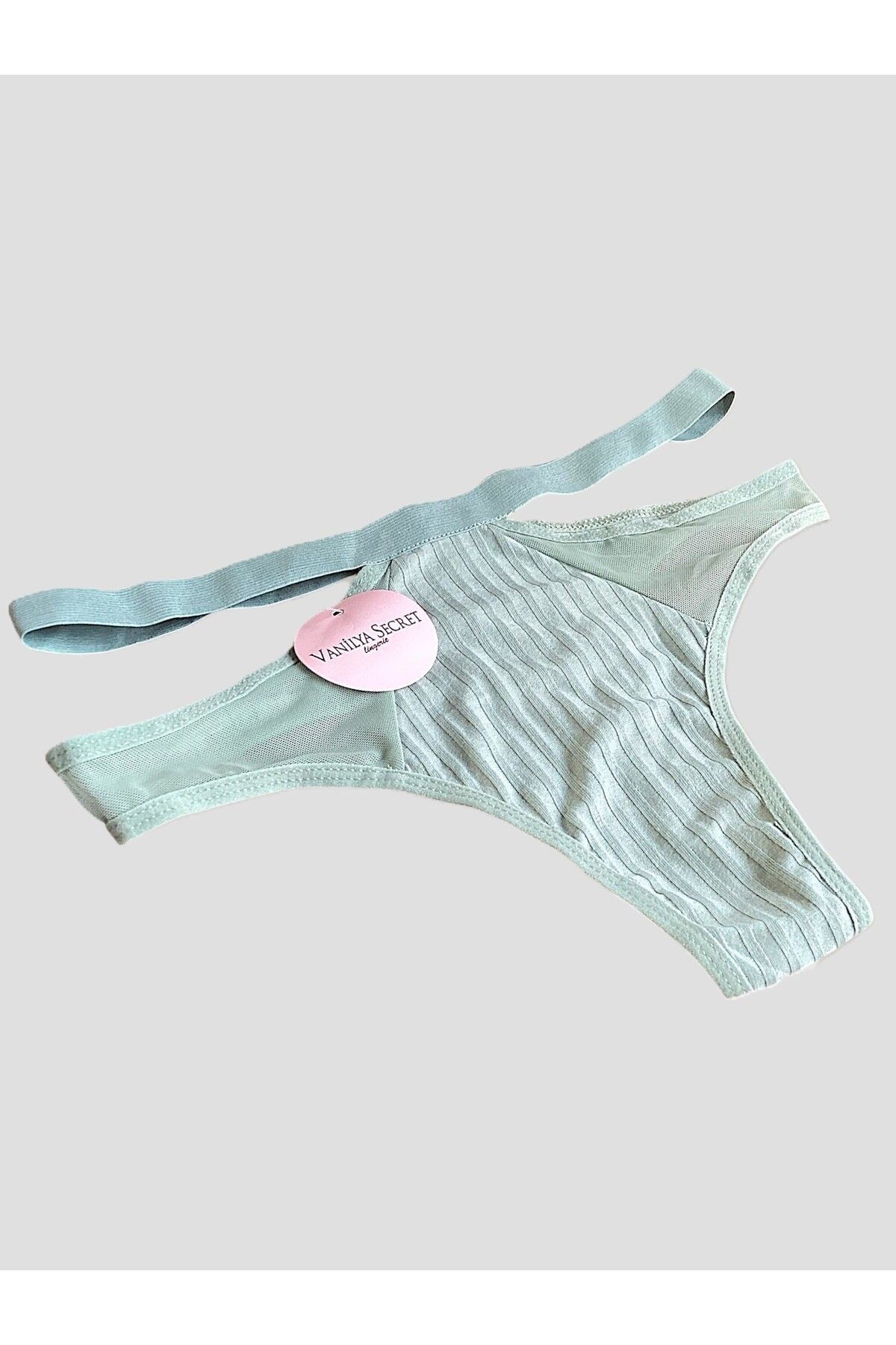 Vanilya Secret-Mint Green Cotton Elastic Waist Thong Panties 3