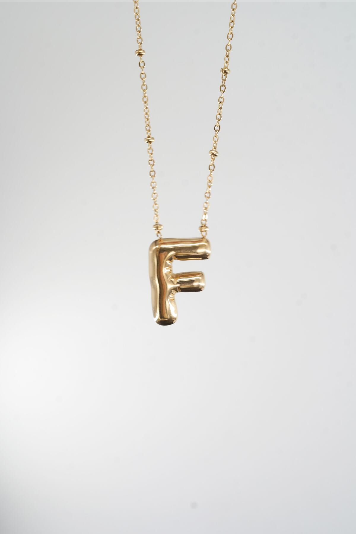 By Zeyna Aksesuar-Women's 316 L Stainless Steel Balloon Letter Necklace F 3