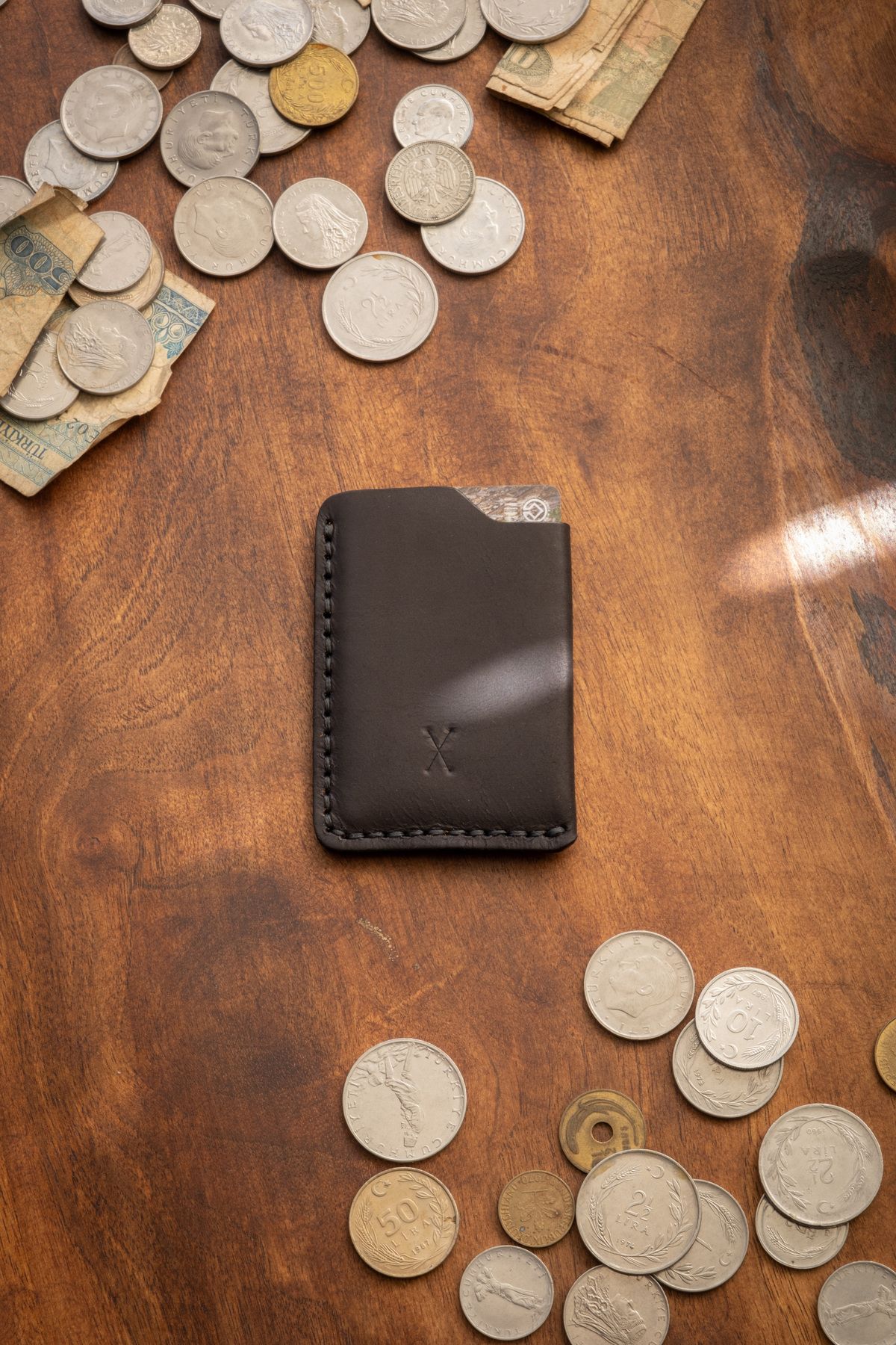 minimal X design-Minimal X Simple Card Holder - Simple, Slim, Stylish, Solid - Genuine Leather Handmade 2