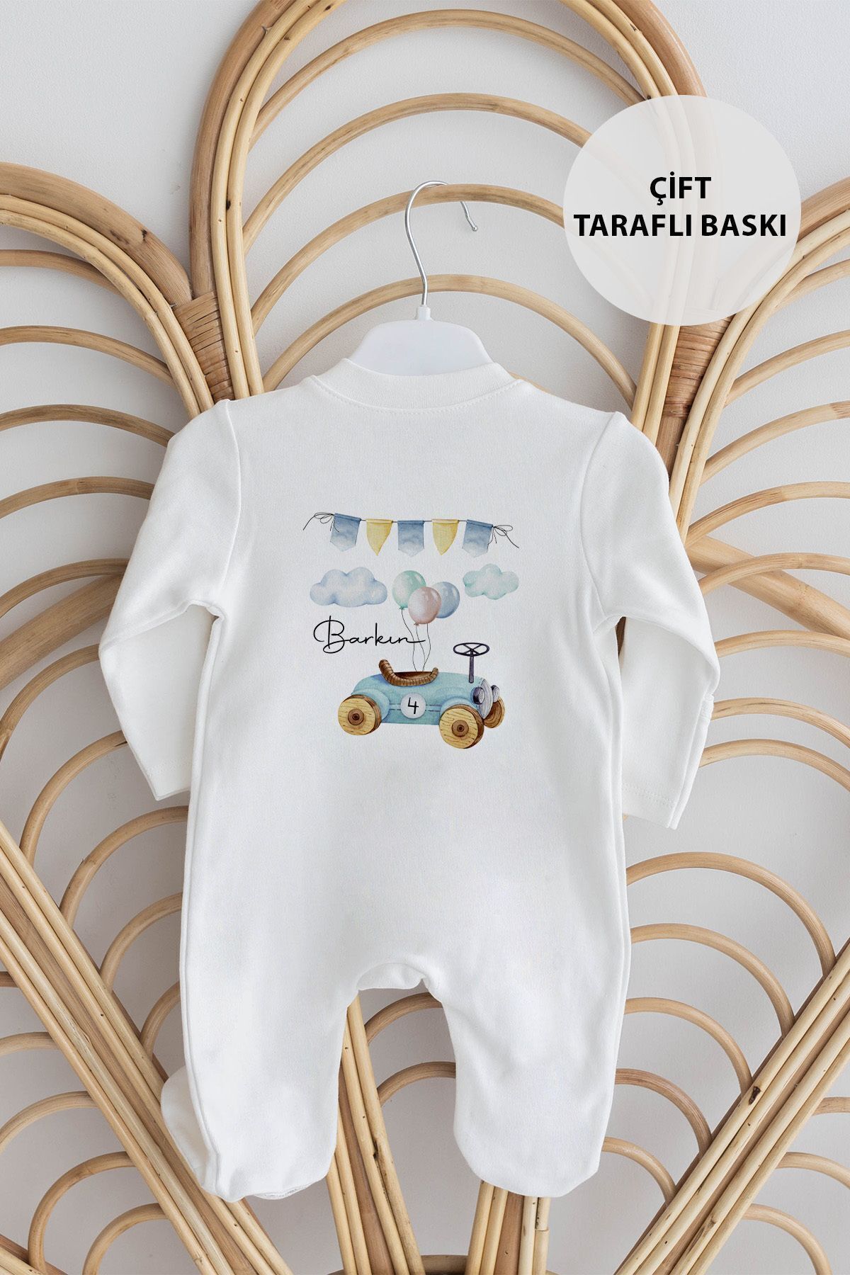 Lilabio %100 Organik Isme Özel Isimli 10lu Hastane Çıkışı Balonlu Araba fotoğrafı 4 (önizleme)