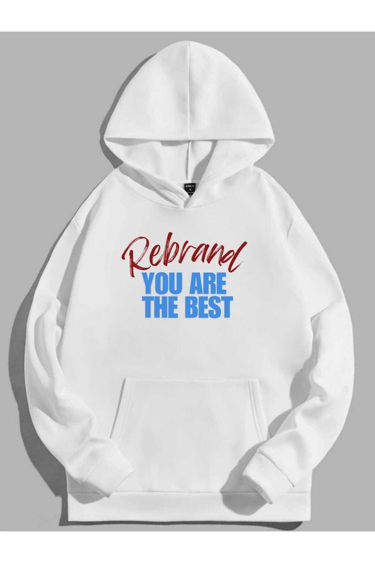 REBRAND Yeni Tasarim Baskılı Unisex Sweatshirt Oversize Kapşonlu