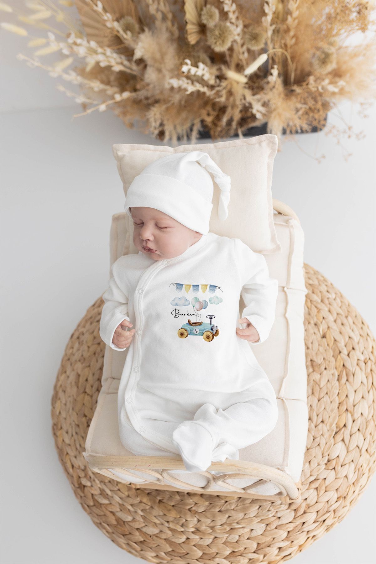 Lilabio %100 Organik Isme Özel Isimli 10lu Hastane Çıkışı Balonlu Araba fotoğrafı 3 (önizleme)