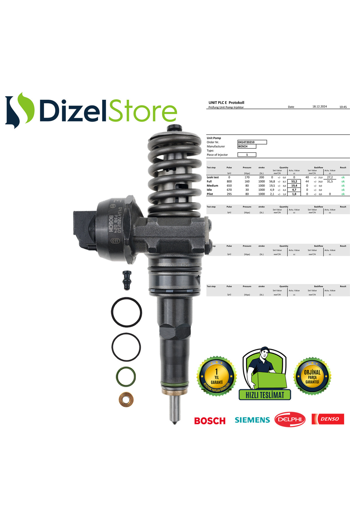 Bosch 0414720210 BOSCH BİRİM ENJEKTÖR MULTIVAN TOUAREG TRANSPORTER 2.5 TDI 07Z130073 F UYUMLU (1 ADET)