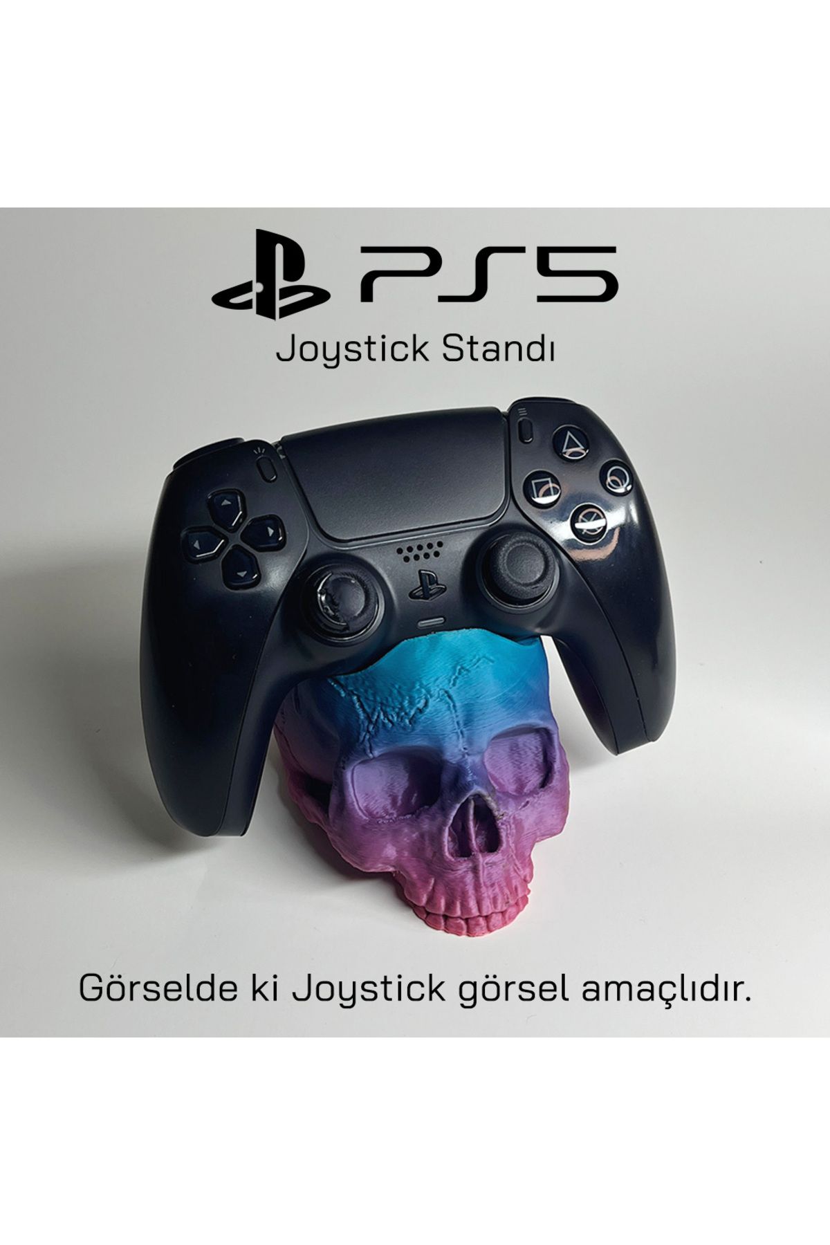 Gada Tekli Kurukafa Multicolor PS5 Play Station 5 DualSense Joystick Kol Standı | Renkli Kafatası Stand