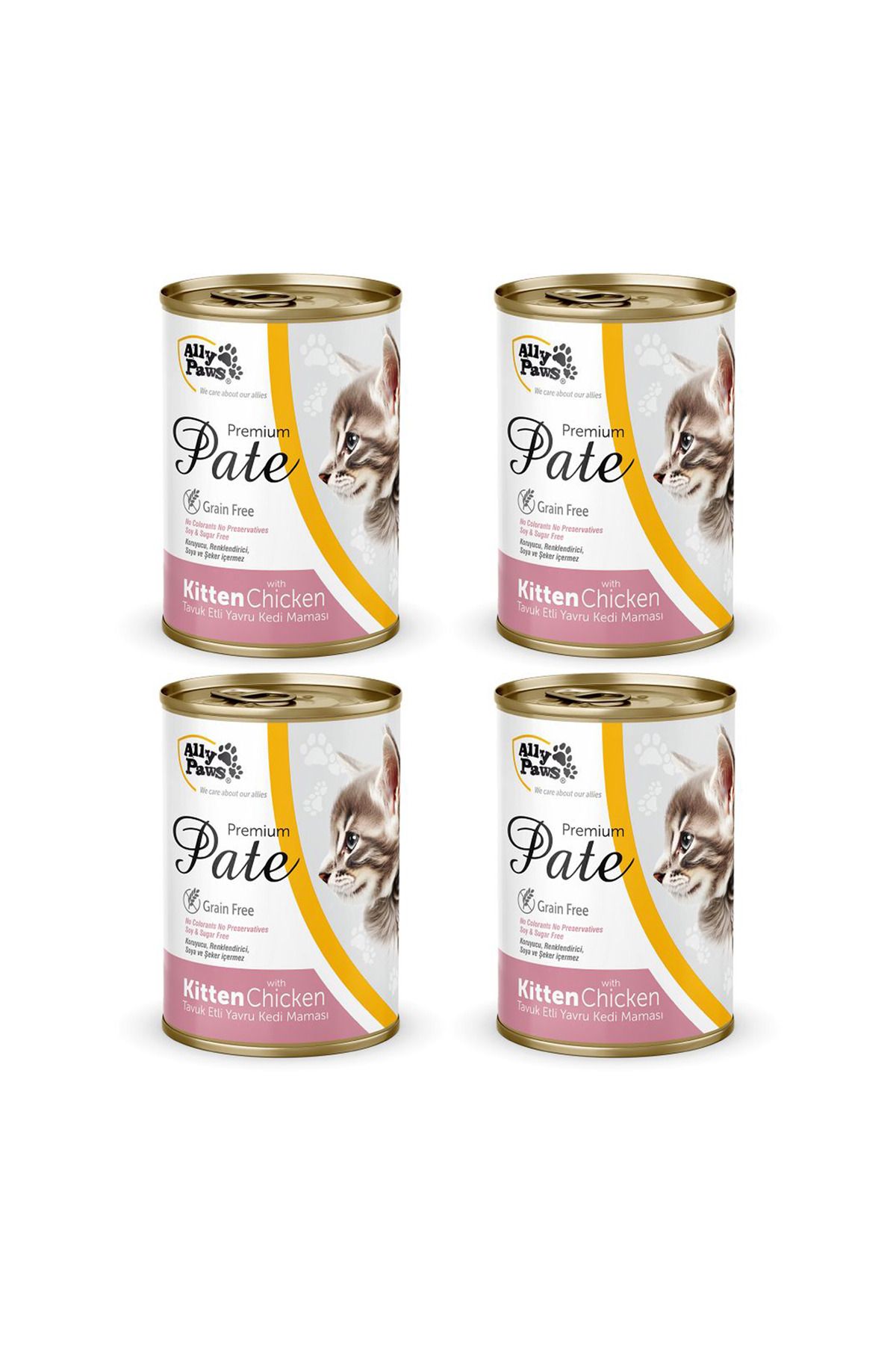 ALLYPAWS Ally Paws Kitten Pate Tavuklu Kedi Konserve 4 Adet 400 gr