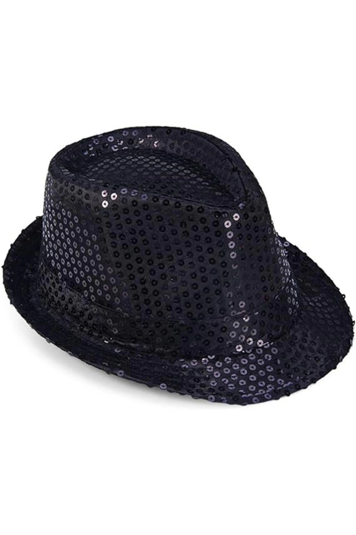 PAZAR DÜNYASI Çocuk Boy Siyah Payetli Şapka Gösteri Şapkası Michael Jackson Şapkası 54 No