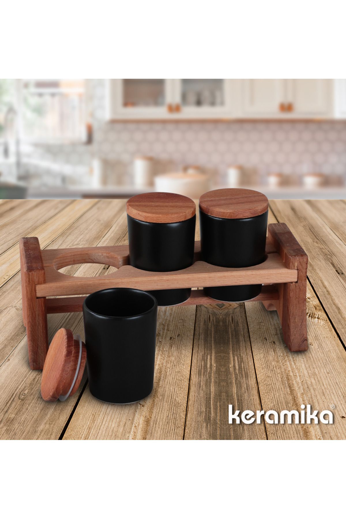 Keramika TAKIM BAHARAT ZEN 8 CM 3 PARCA MAT SIYAH