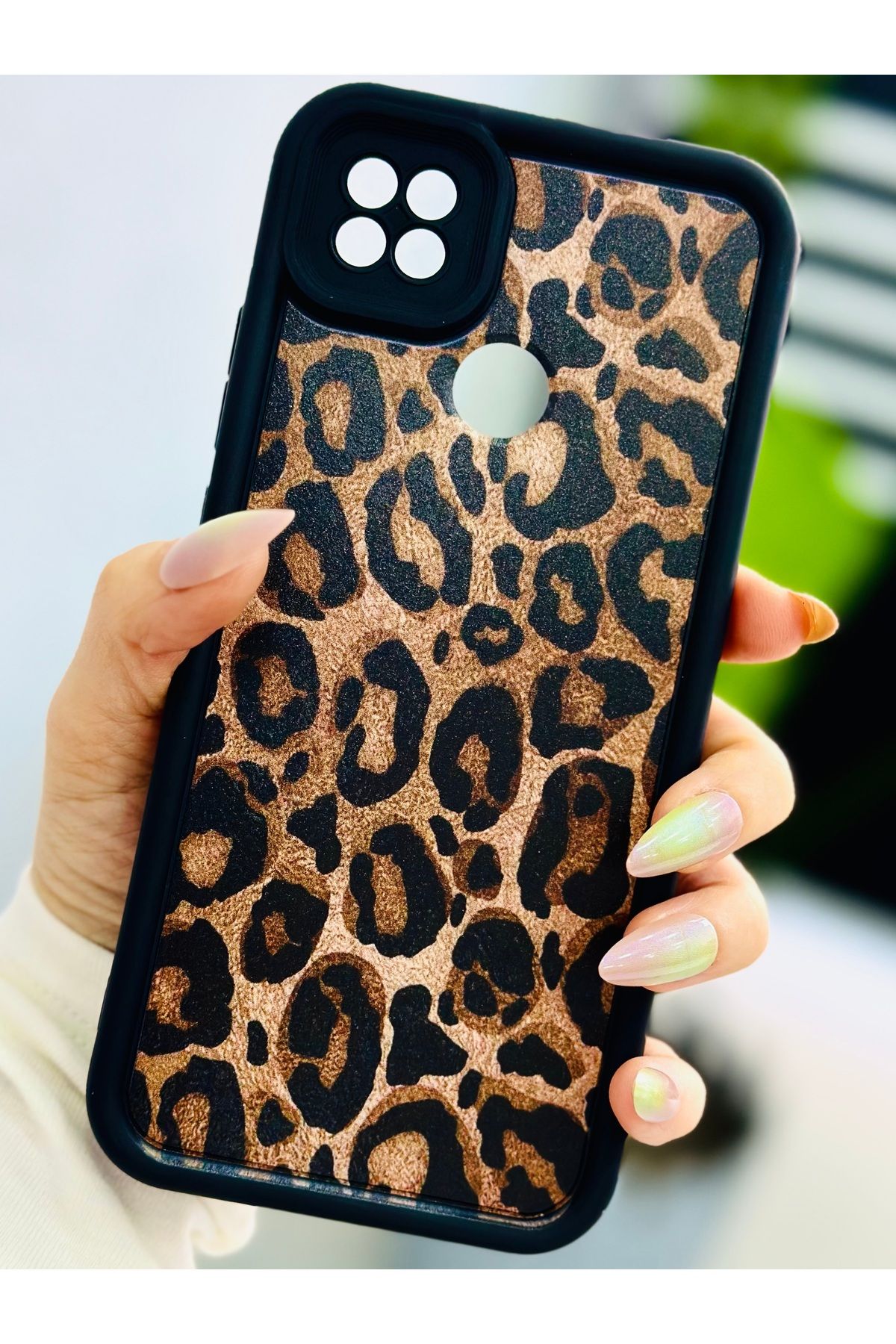Go Aksesuar-جراب سيليكون مطلي بتصميم الفهد متوافق مع Redmi 9c و10a 2