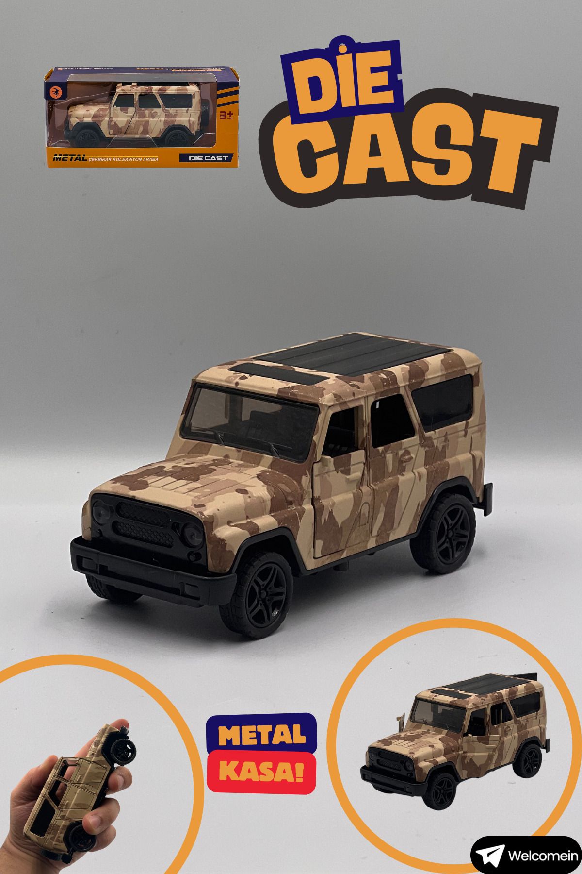 welcomein Oyuncak Jeep Range Model Çek Bırak Kutulu Metal Die Cast Araba Kapıları Açılan Koleksiyonculara Özel