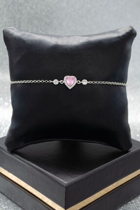 Parmas Design Pembe Kalp Tasarımlı 925 Ayar Gümüş Kadın Ayarlanabilir Bileklik