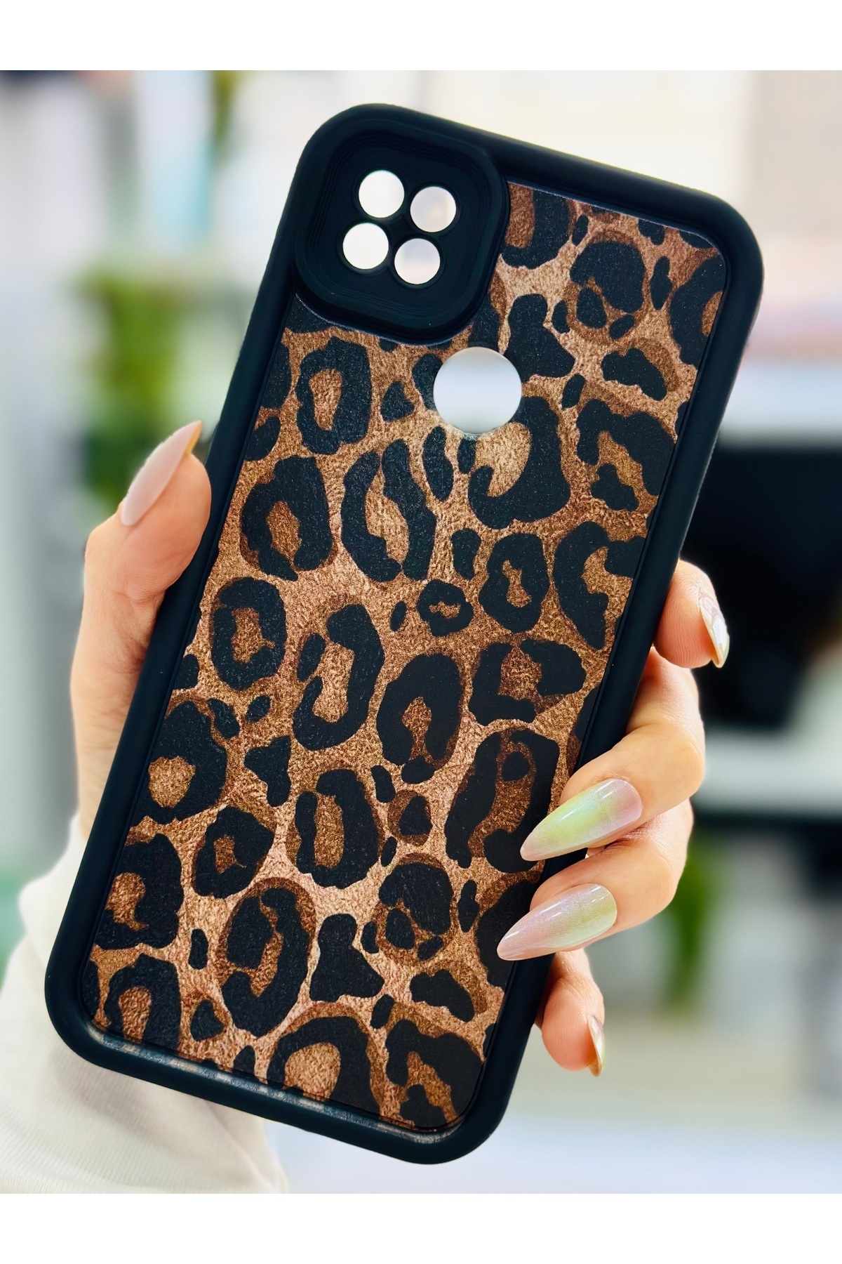 Go Aksesuar-جراب سيليكون مطلي بتصميم الفهد متوافق مع Redmi 9c و10a 3