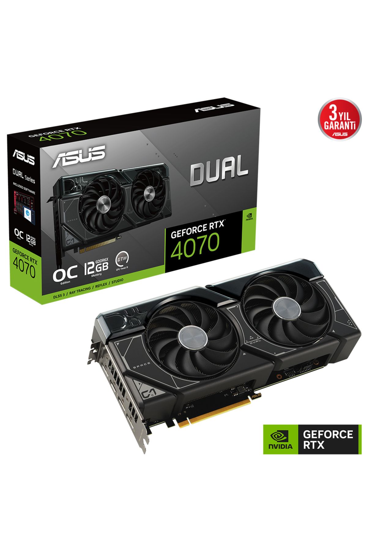 ASUS-Dual Geforce Rtx 4070 Oc Dual-rtx4070-o12g Gddr6x 192bit Dx12 Dlss 3 Gaming Graphics Card 1