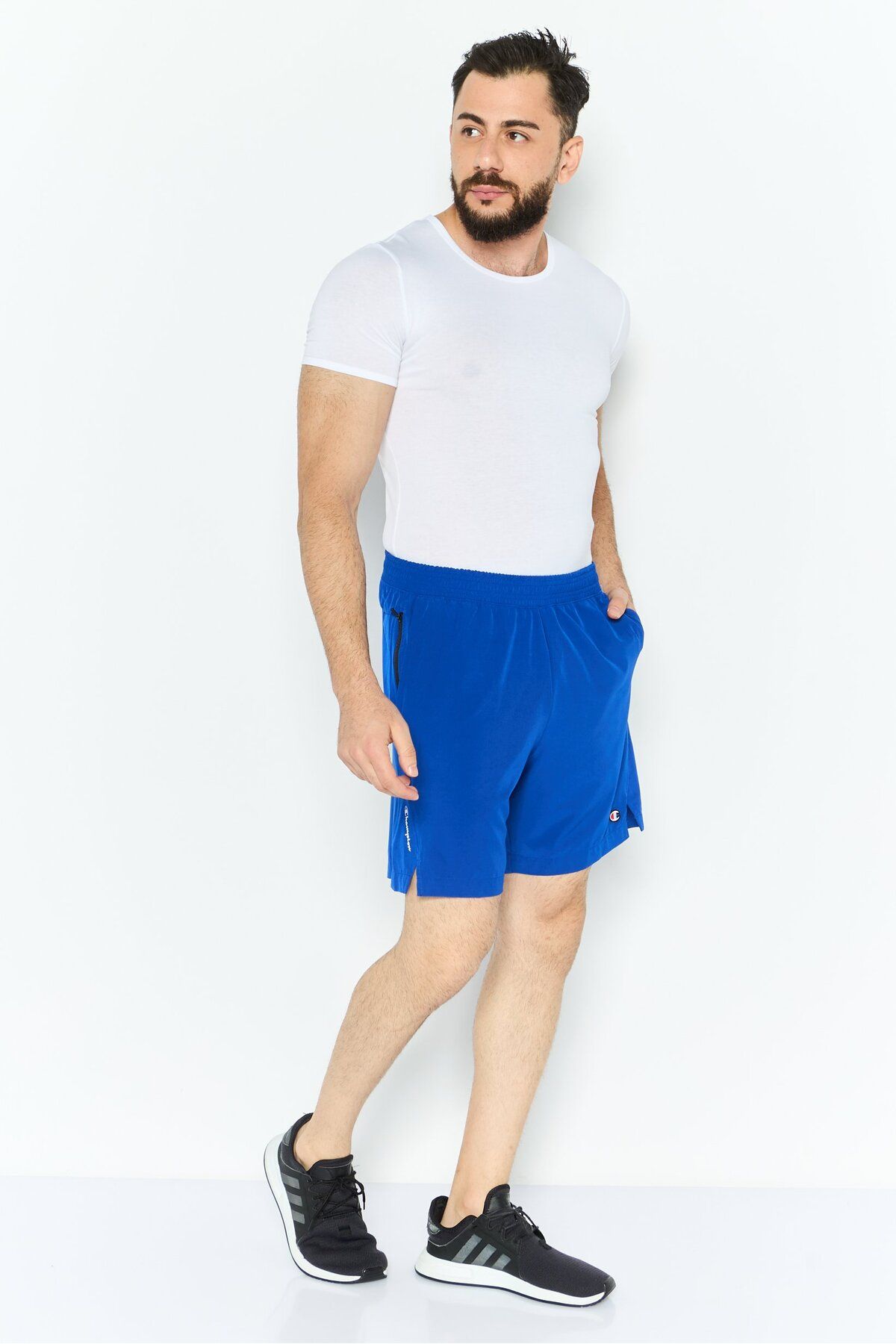 Champion-شورت رياضي رجالي بشعار العلامة التجارية Fit 7 Inseam، أزرق 3