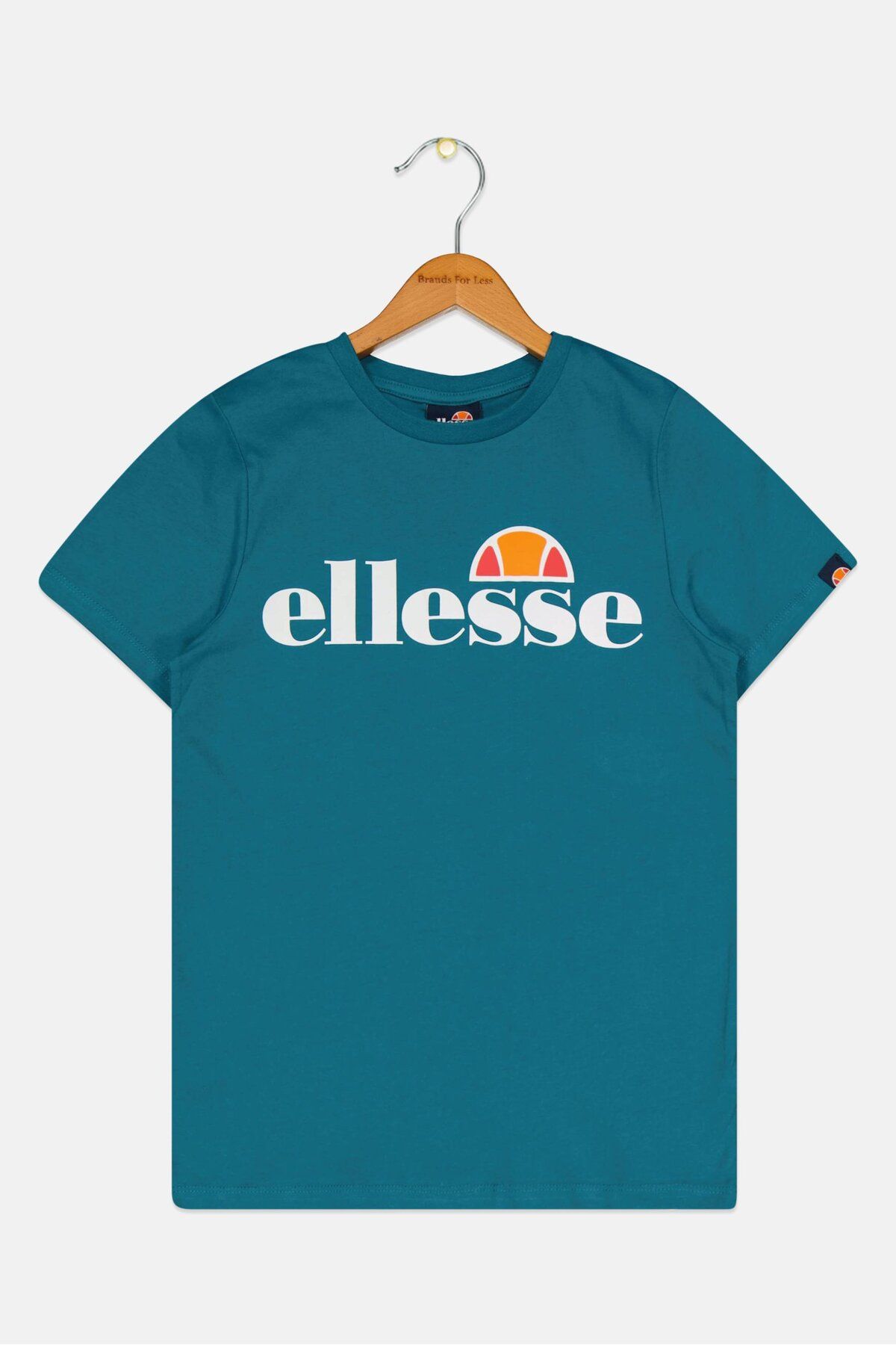 Ellesse-تي شيرت تدريبي بأكمام قصيرة للبنات الصغار، أزرق مخضر 1