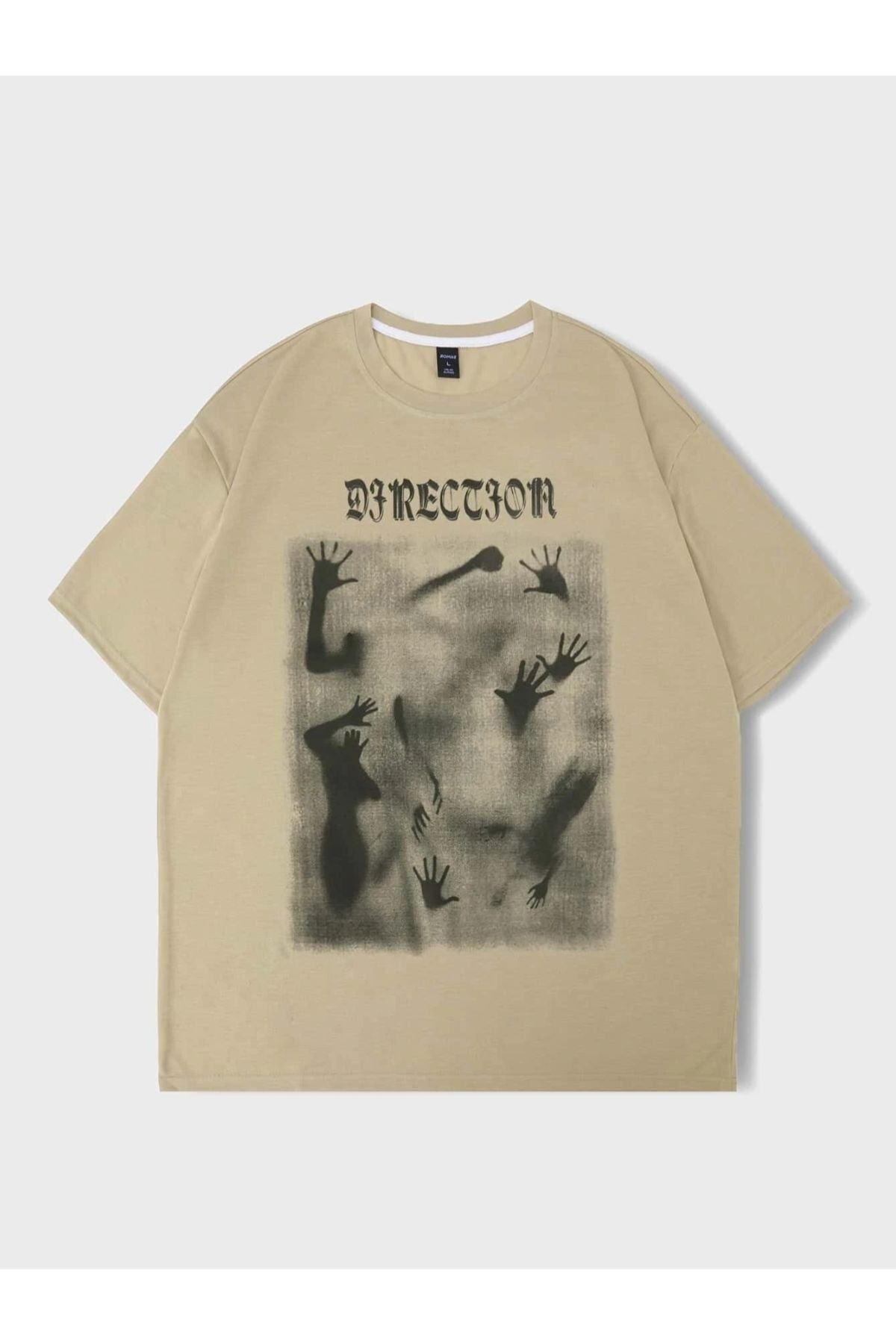 GIANTSTORE Erkek Bej Dırectfor Oversize Bisiklet Yaka Tshirt