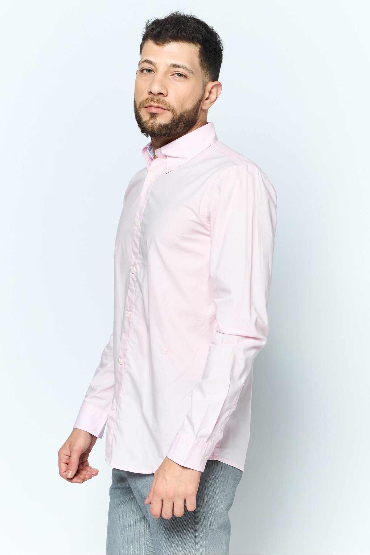 Esprit-Men Regular Fit Solid Long Sleeves Casual Shirt, Pink 3