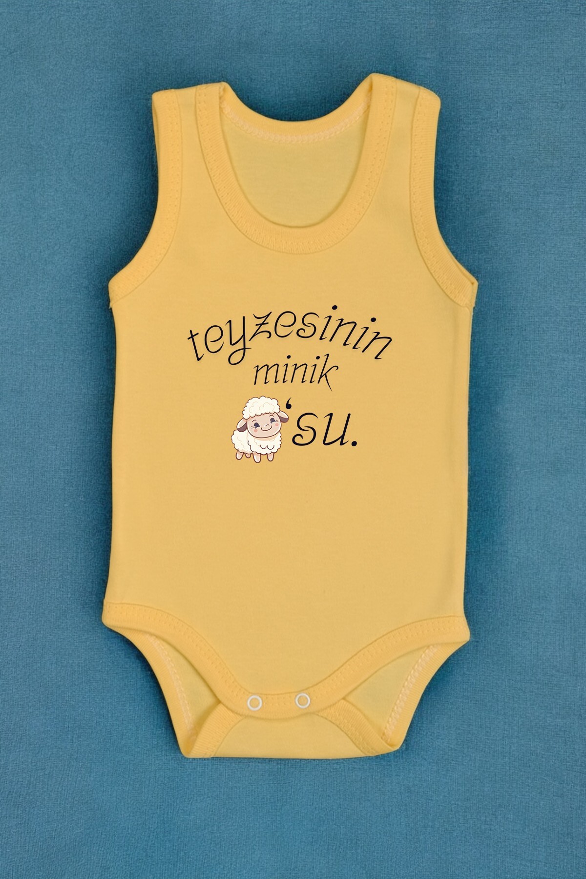 bebetospik %100 Pamuk Teyzesinin Minik Kuzusu Baskılı Zıbın & Body fotoğrafı 2 (önizleme)