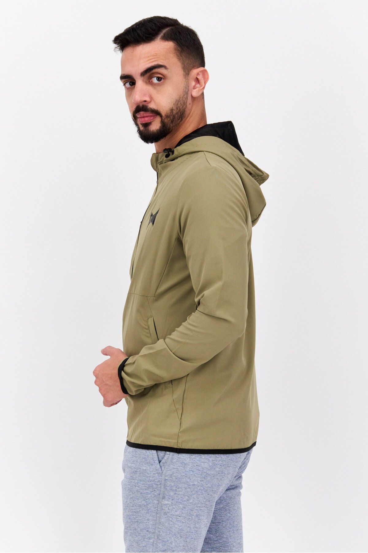 Tapout-Men Sportswear Fit Training Hooded Windbreaker Jacket, Olive 2