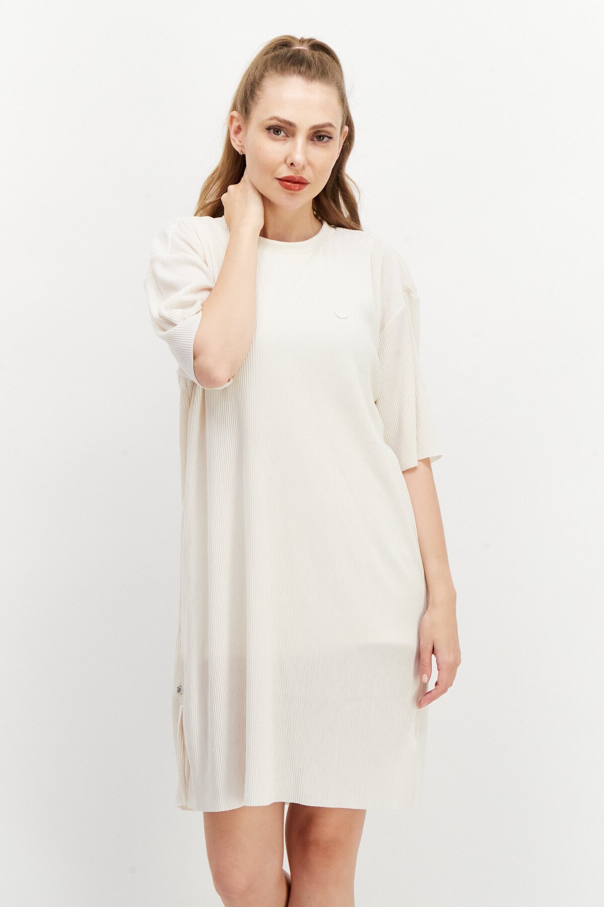 white christmas dresses ADIDAS X FARM PREMIUM DRESS - Cream White / Crew Green / Black – bCODE main image 1