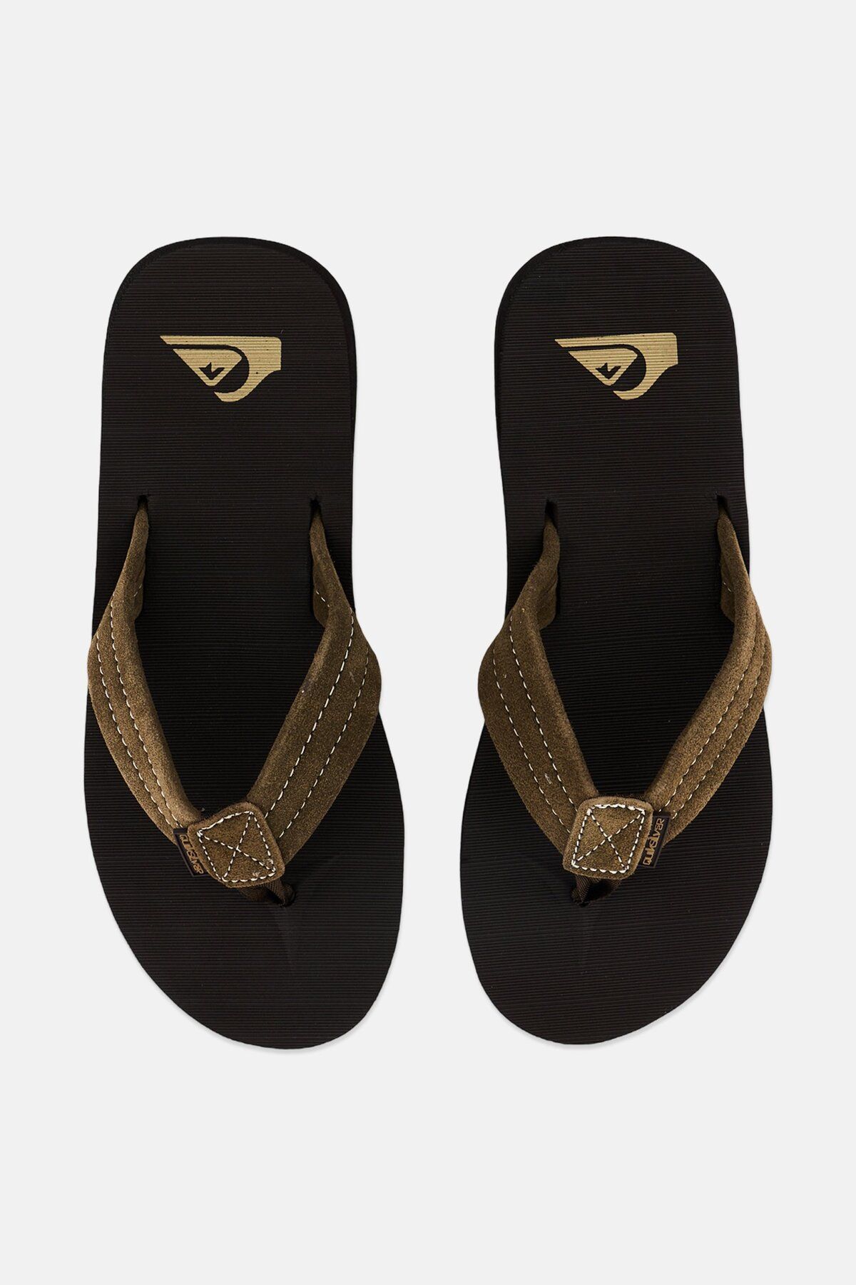 Quiksilver-Men Brand Logo Slip On Slippers, Brown 3