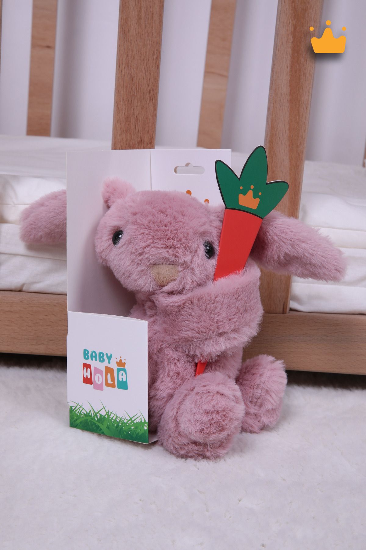 Babyhola-35cm Ultra Soft Plush Play and Sleep Companion - Hugging Rabbit Pink 6021 5
