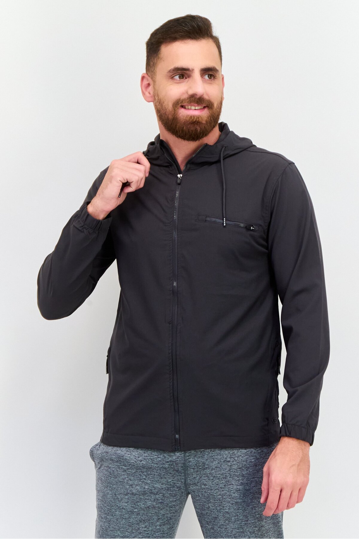 Legend-Men Comfort Fit Long Sleeves Training Jacket, Charcoal 1