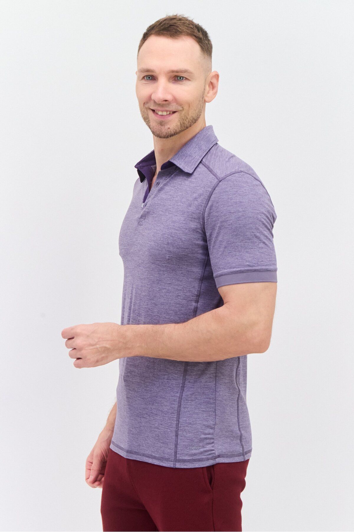 motion-Men Sportswear Fit Short Sleeve Tennis Polo Shirt, Purple Heather 2