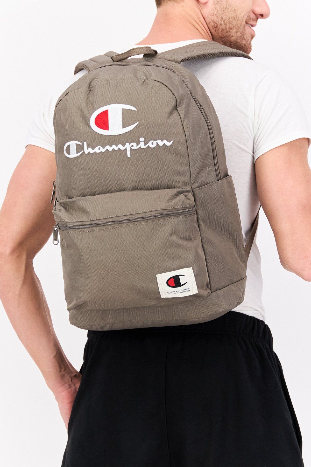 Champion-Men Embroidered Logo Backpack L 33 x H 44 x W 11 cm, Grey 2