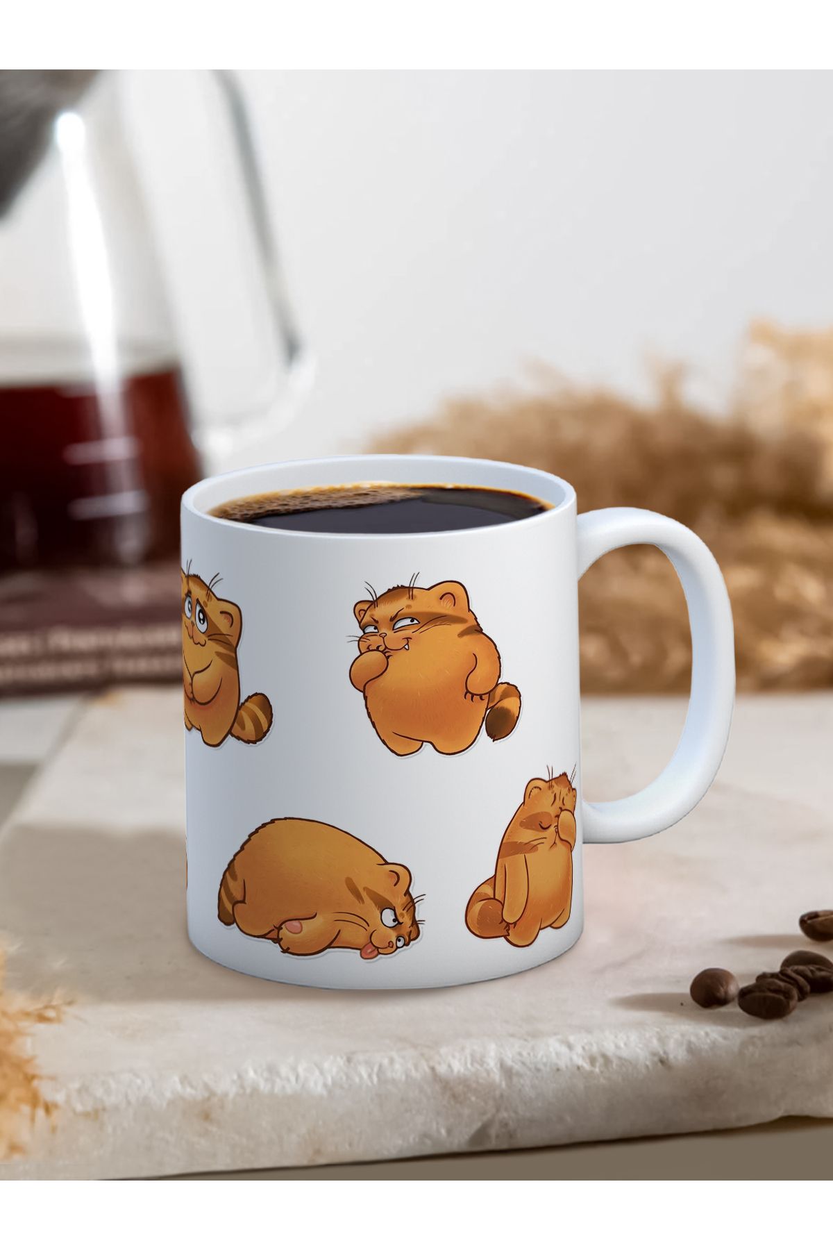 Truego Baskılı Kupa Bardak Seramik Mug - Sevimli Kedi