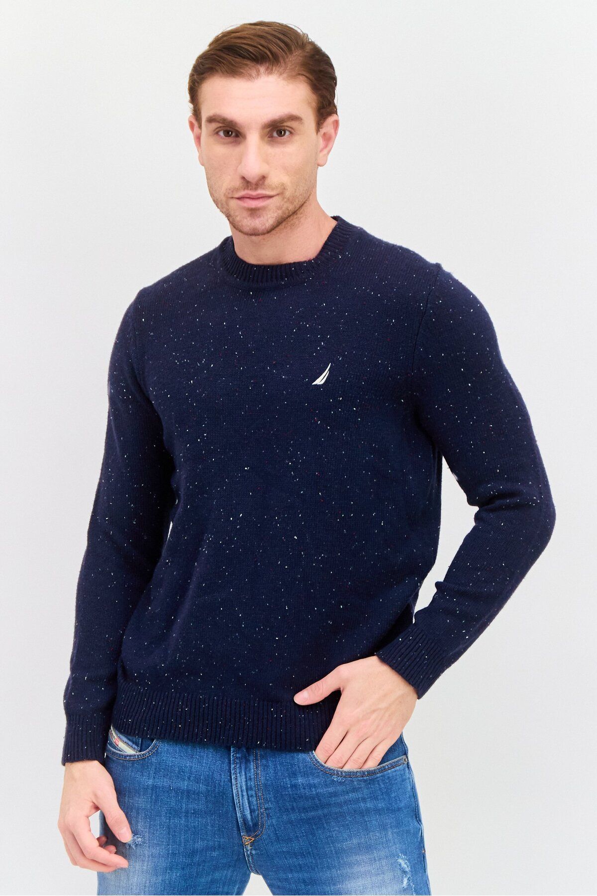 Nautica-Men Textured Sweater, Navy 1