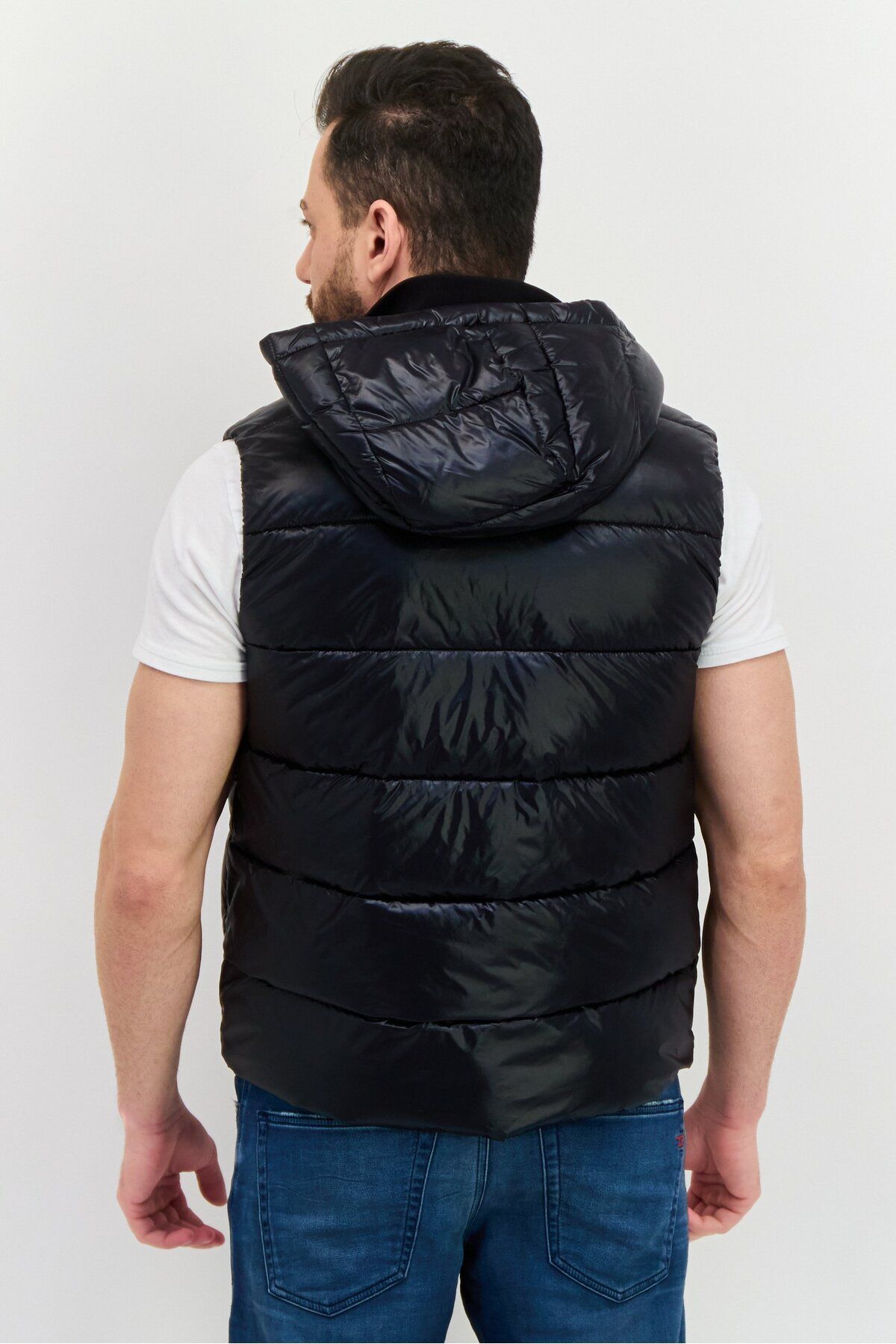 Hugo Boss-Men Quilted Hooded Sleeveless Vest Jacket, Black 3