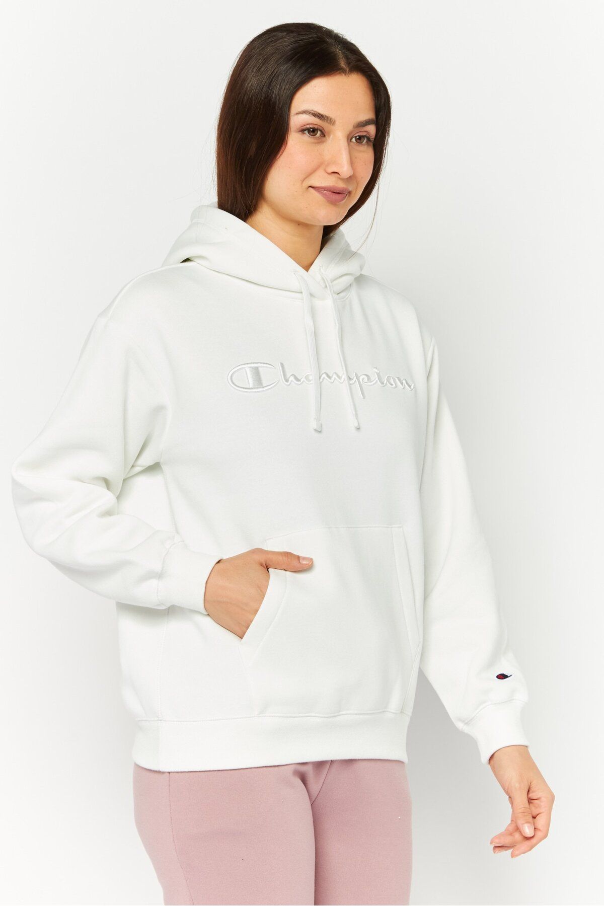 Champion-Women Custom Fit Long Sleeves Outdoor Sweatshirt, White 3