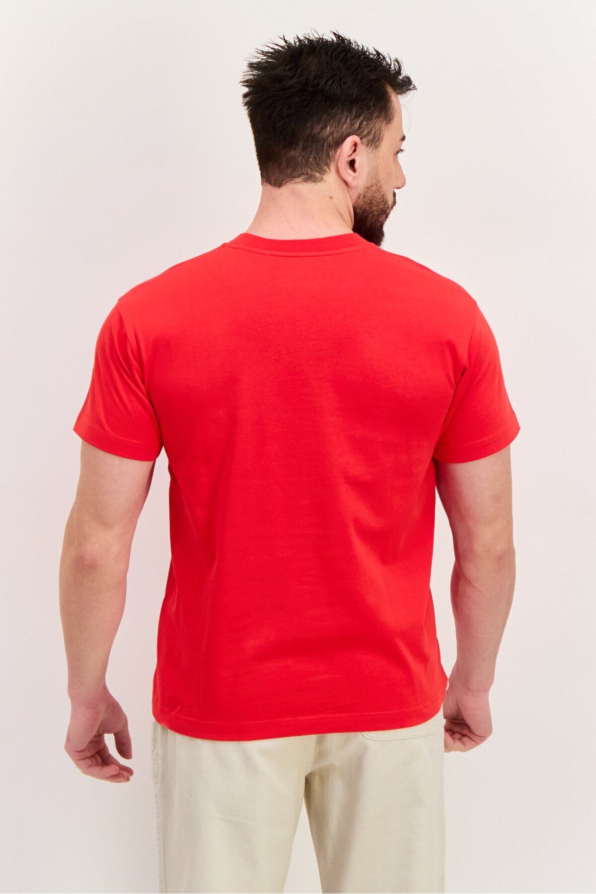 Esprit-Men Crew Neck Short Sleeves Brand Logo T-Shirt, Red 4