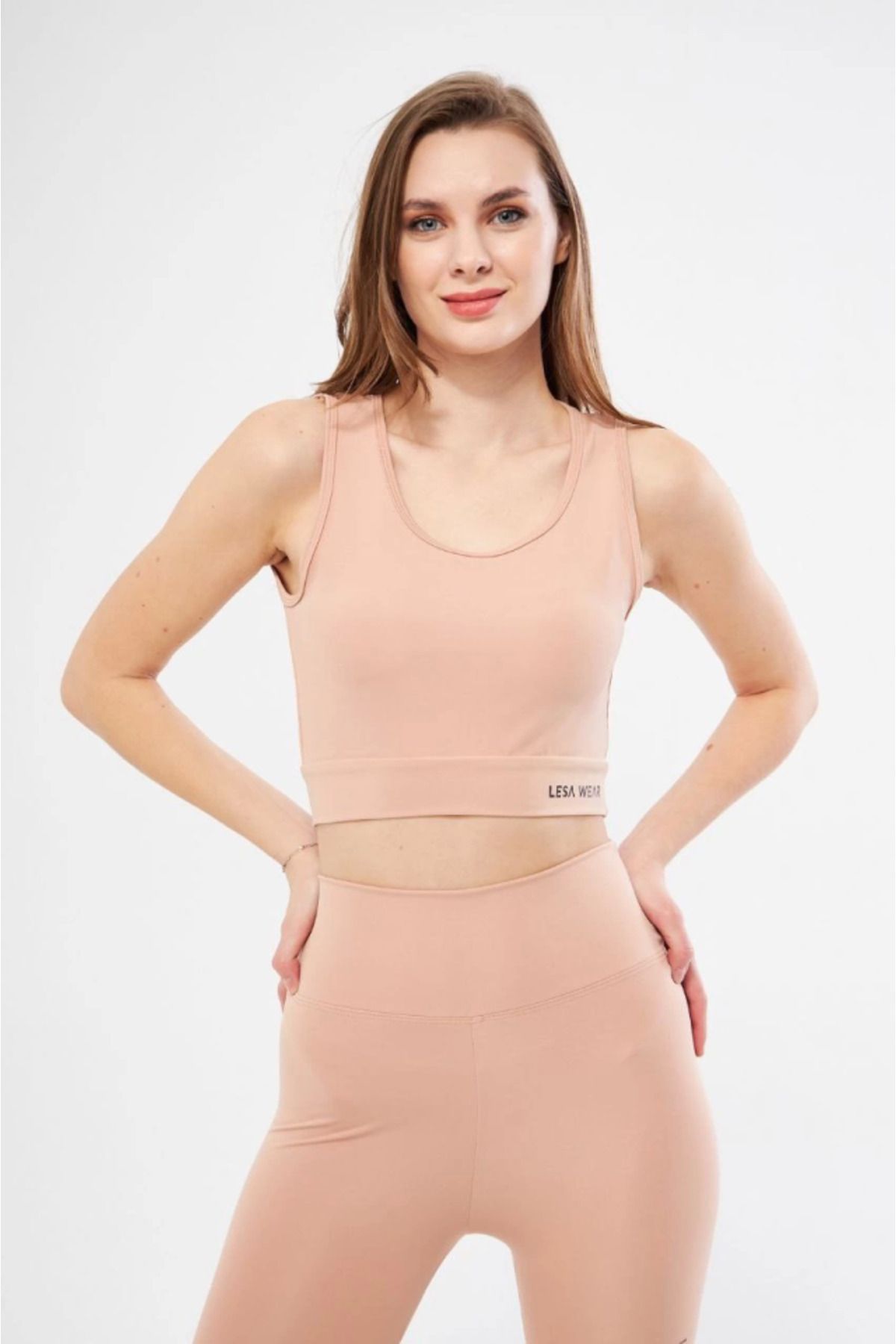 Albayrak Kolsuz Sporcu Baskılı Crop - Bej