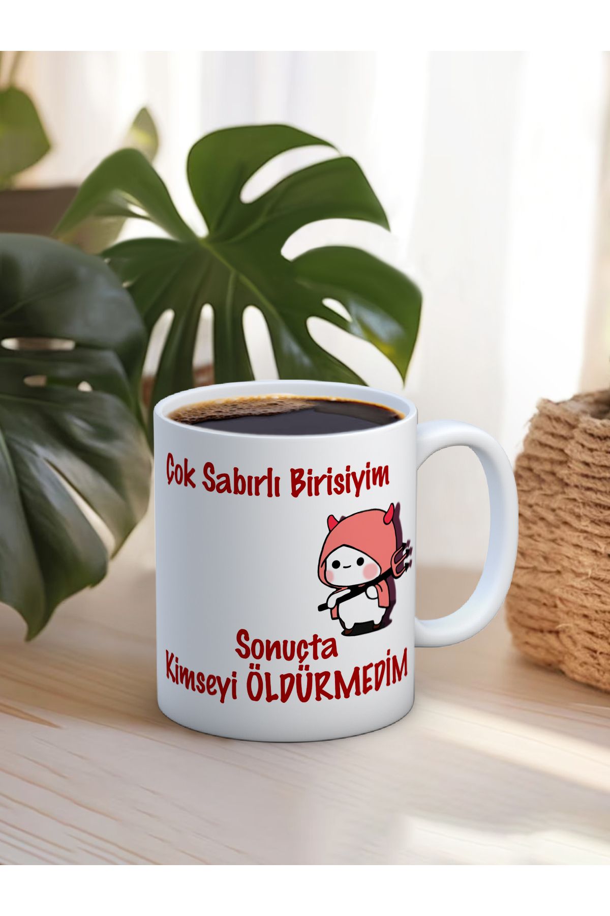 Truego Baskılı Kupa Bardak Seramik Mug - Çok Sabırlı Birisiyim...