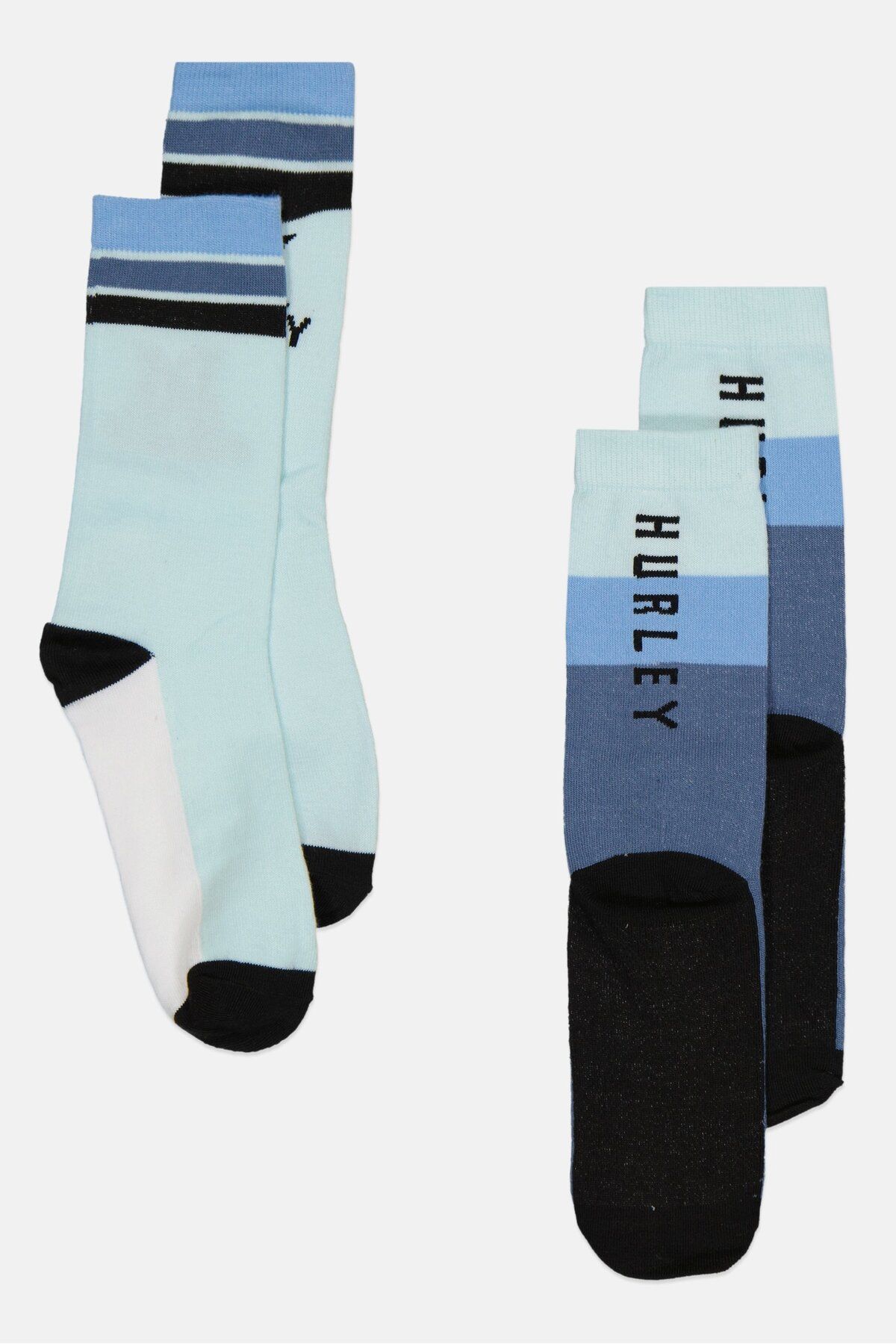 Hurley-Kids Boy 2 Pairs Brand Logo Socks, Turquoise 2