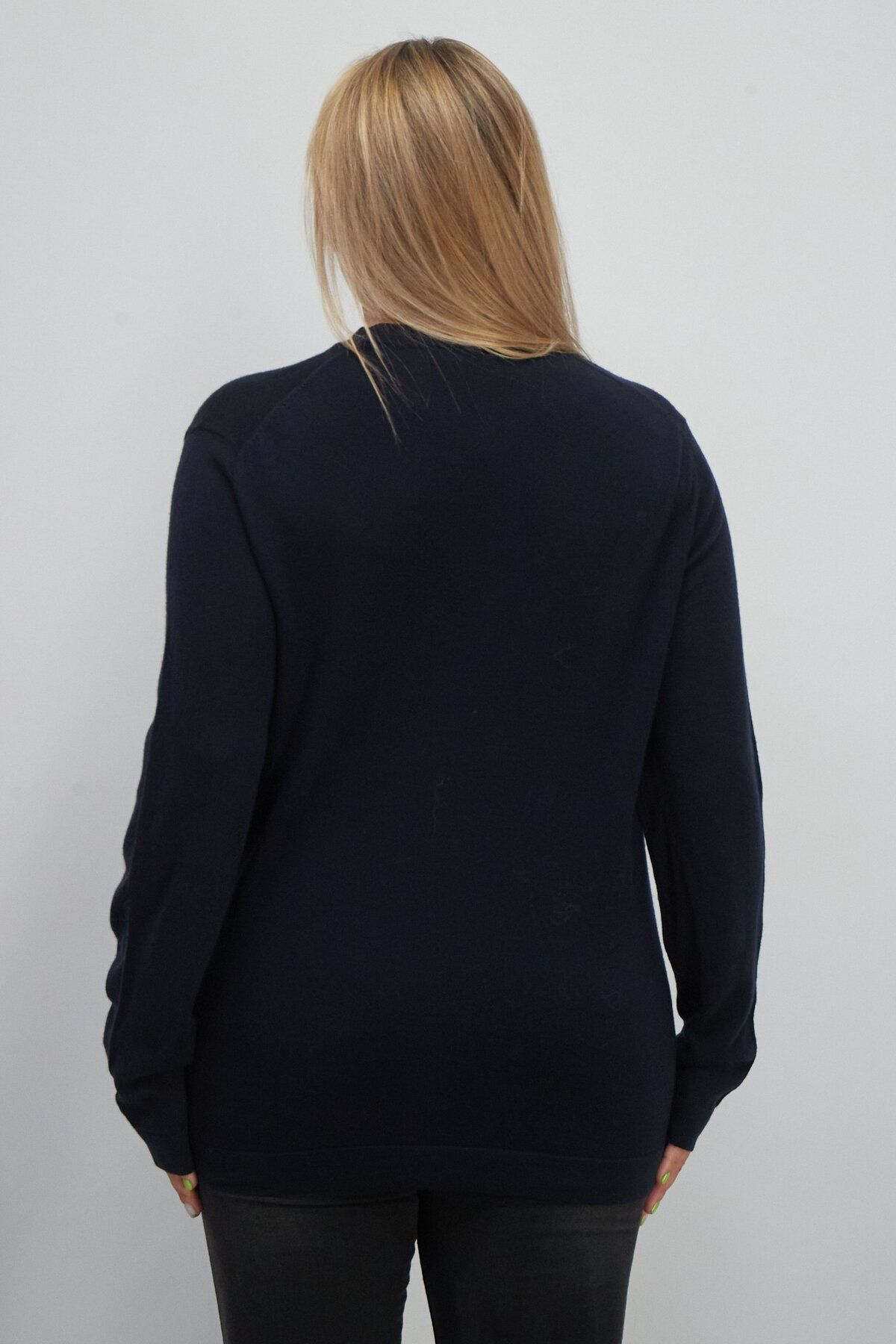 Esprit-Women Crew Neck Plain Sweater, Navy Blue 4