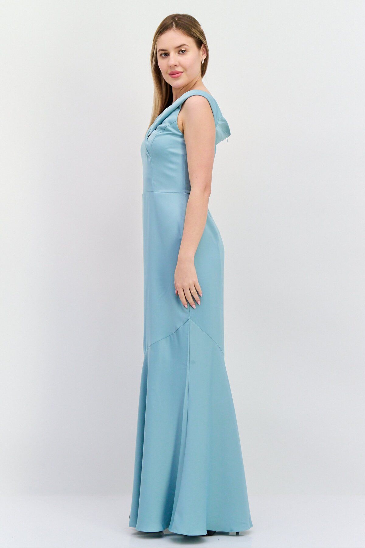 Oasis-Women Plain Casual Maxi Dress, Sage Blue 3