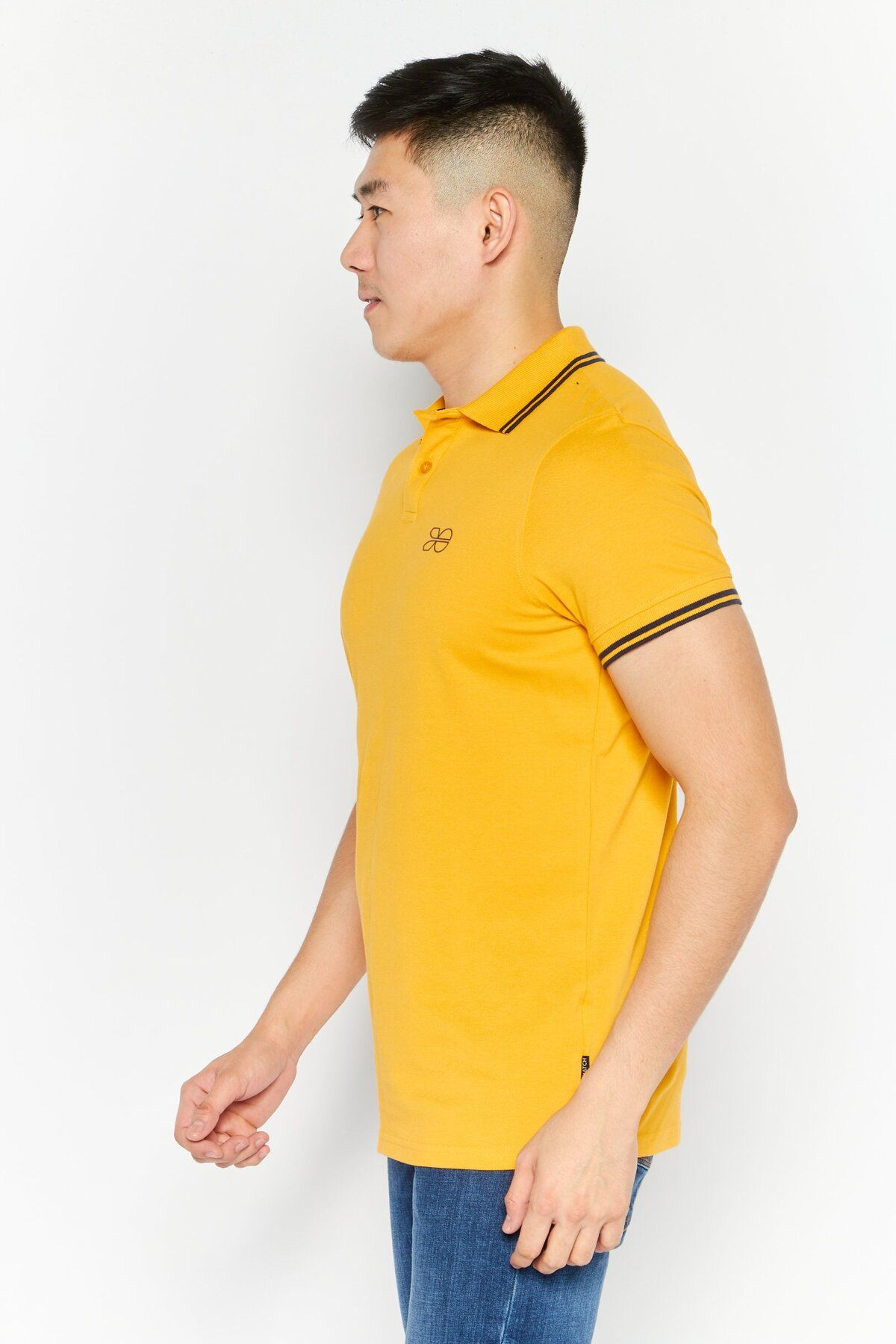 Crosshatch-Men Regular Fit Brand Logo Short Sleeve Polo Shirt, Yellow 2