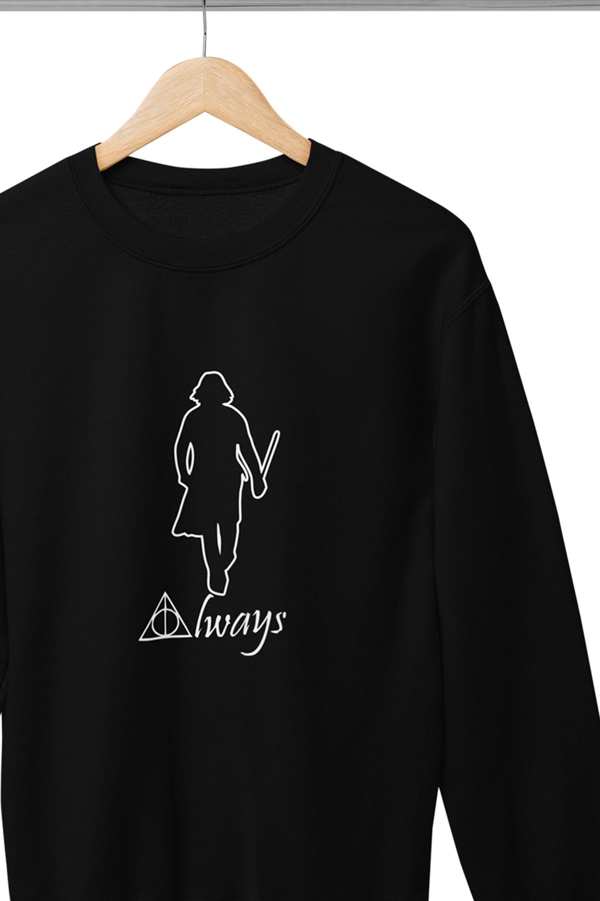 qoeuyl boutique Severus Snape Always Harry Potter Hediyelik Baskılı %100 Pamuklu Bisiklet Yaka Sweatshirt