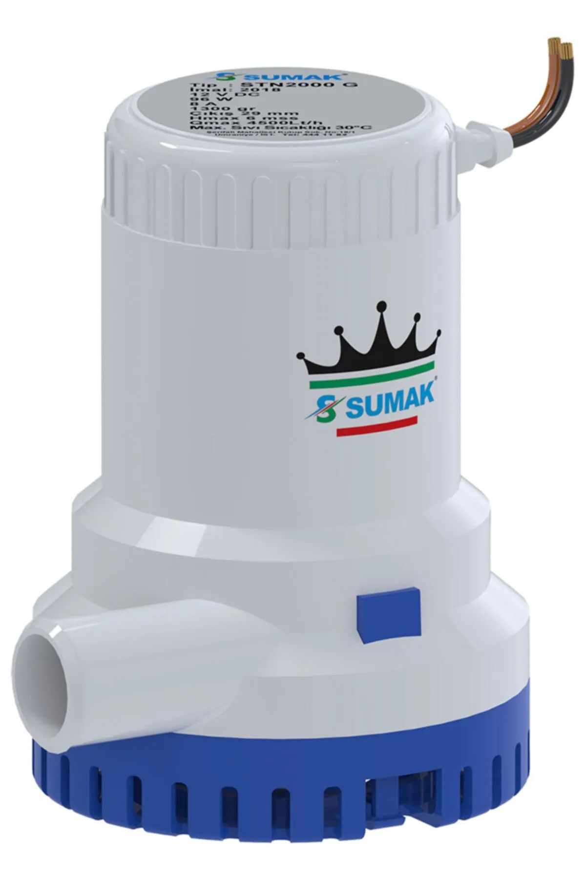 Sumak STN2000G Sintine Dalgıç Pompa 6 mss 4500 litre/h 12 Volt Manuel