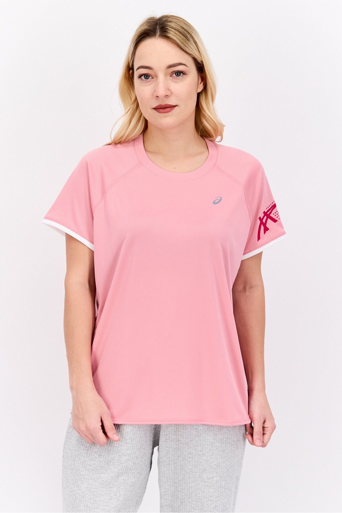 Asics-Women Regular Fit Short Sleeve Running T-Shirt, Pink Combo 1