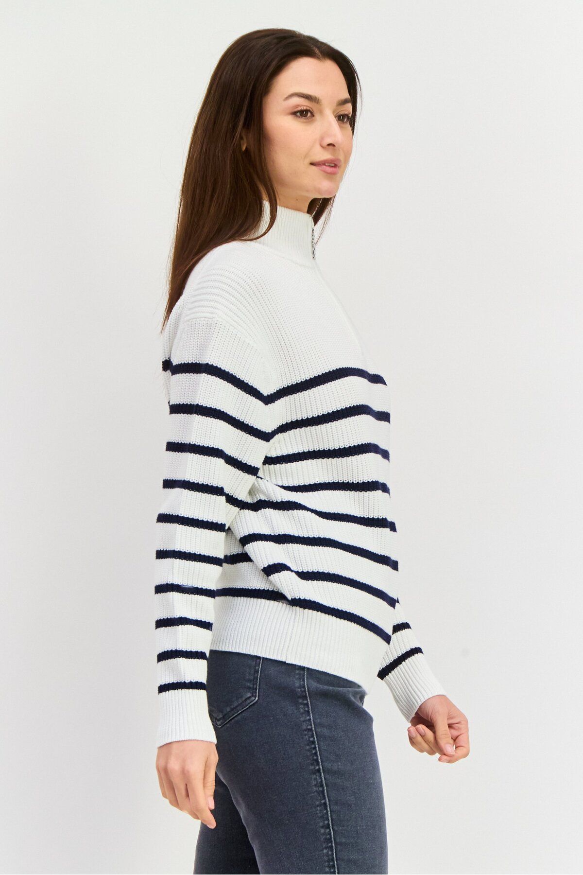 Hugo by Hugo Boss-Women High Sleeve Stripe Sweater, White 4