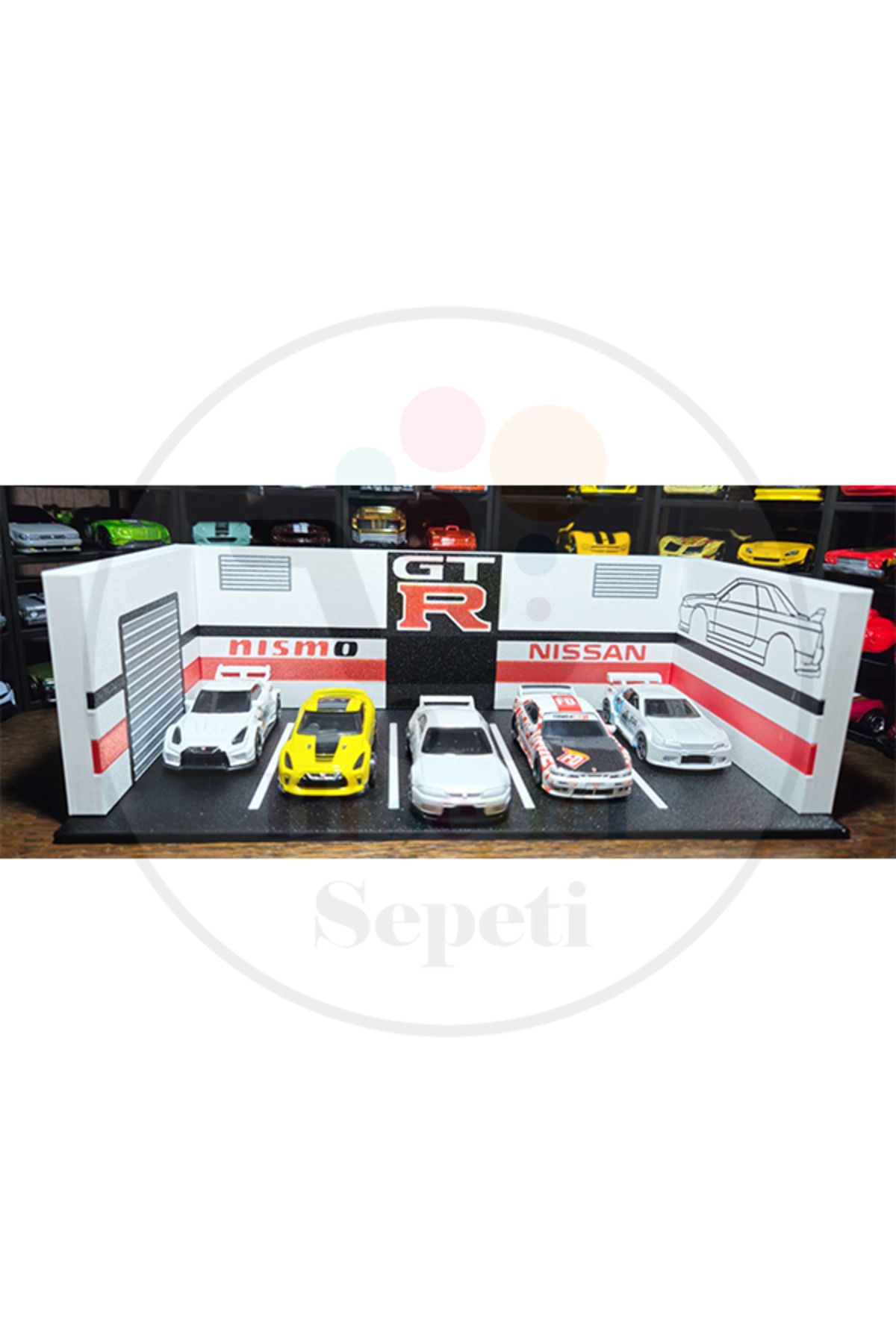 Bi'şeyler Sepeti Nissan 1:64 Diorama Garaj Parking Diecast - ARAÇ DAHİL DEĞİLDİR.